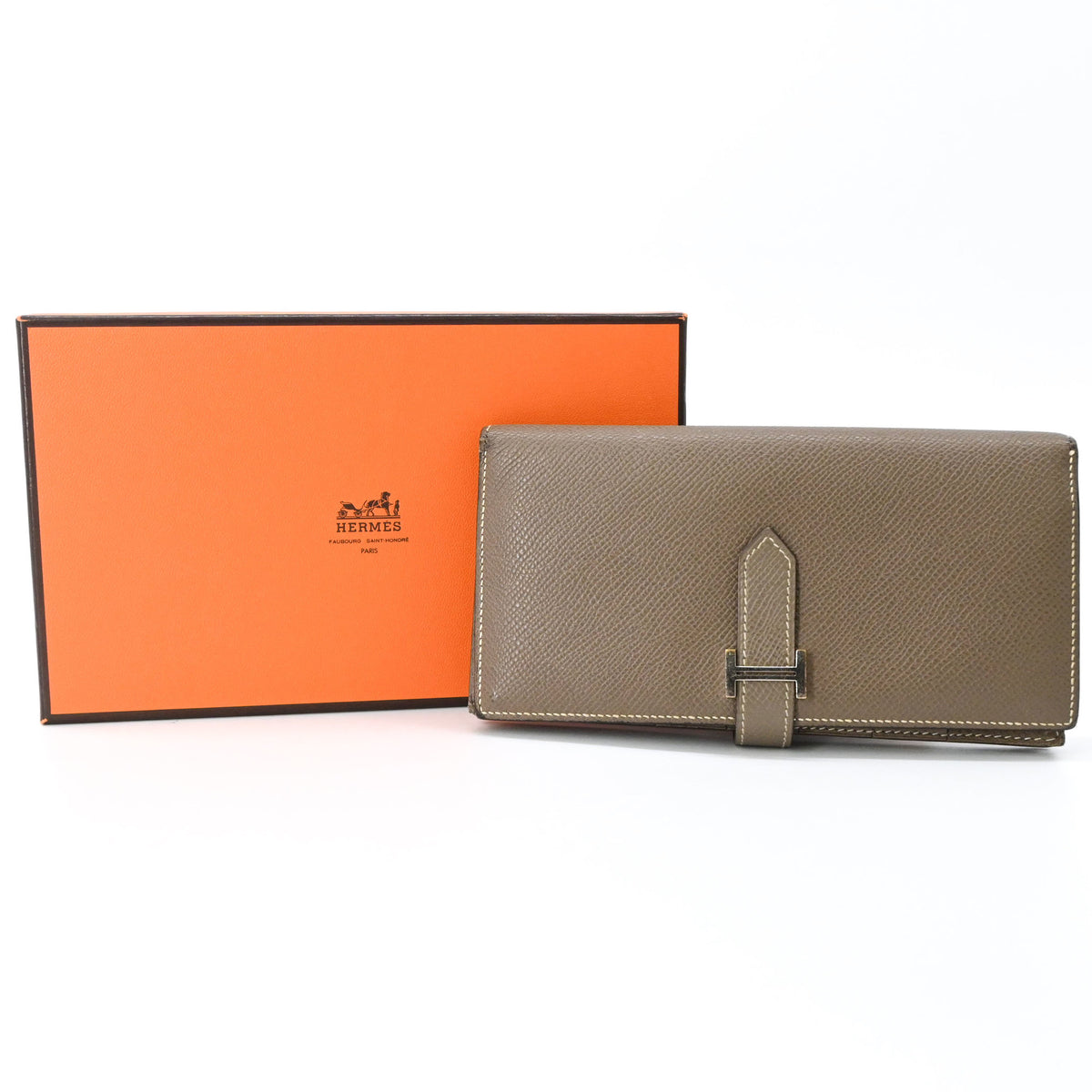Hermes Grayish Epsom Leather Coin Purse/Coin Case (Pre-Owned)