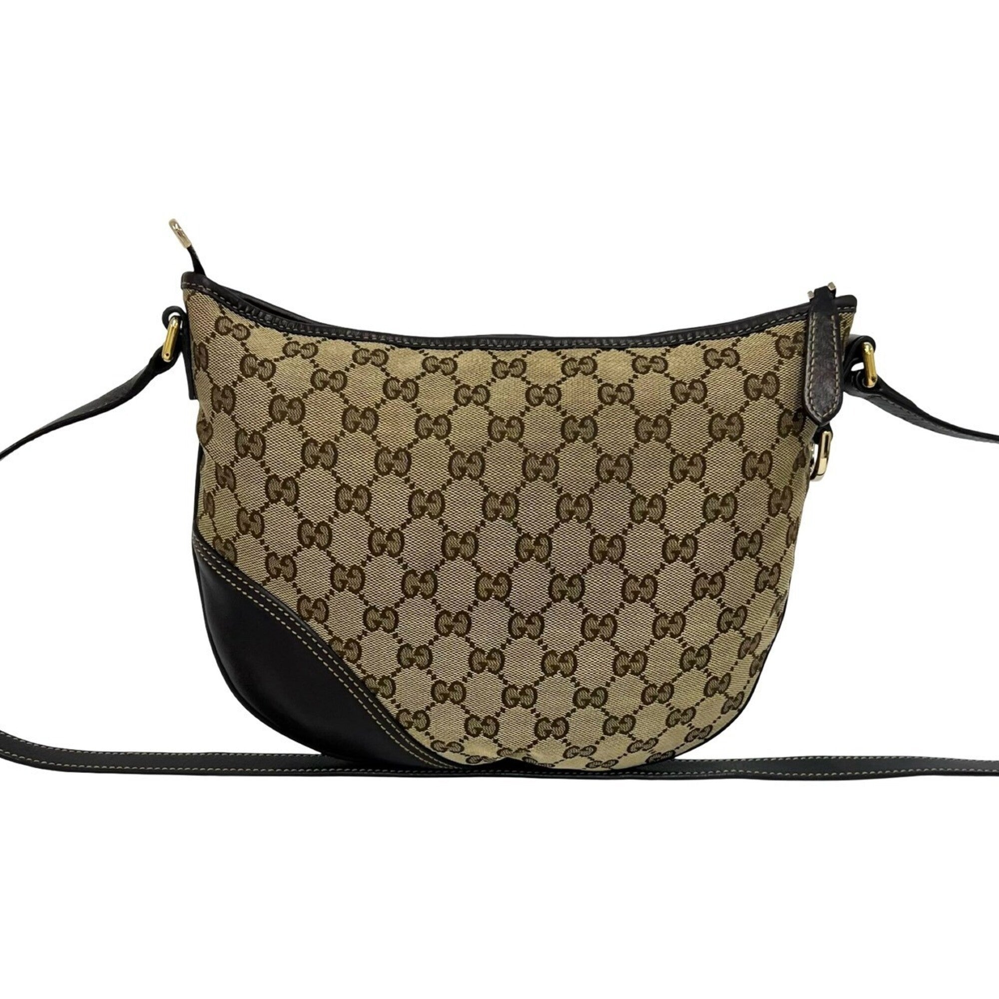 Gucci Brown Canvas Leather Pochette Shoulder Bag (Pre-Owned)