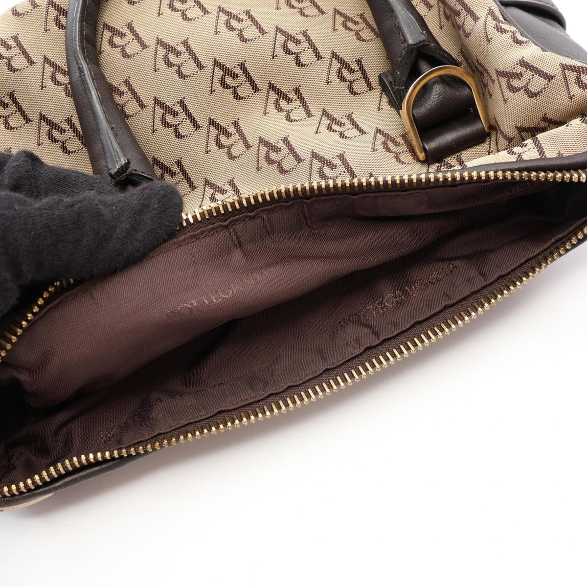 Bottega Veneta Beige Brown Canvas Leather Handbag (Pre-Owned)