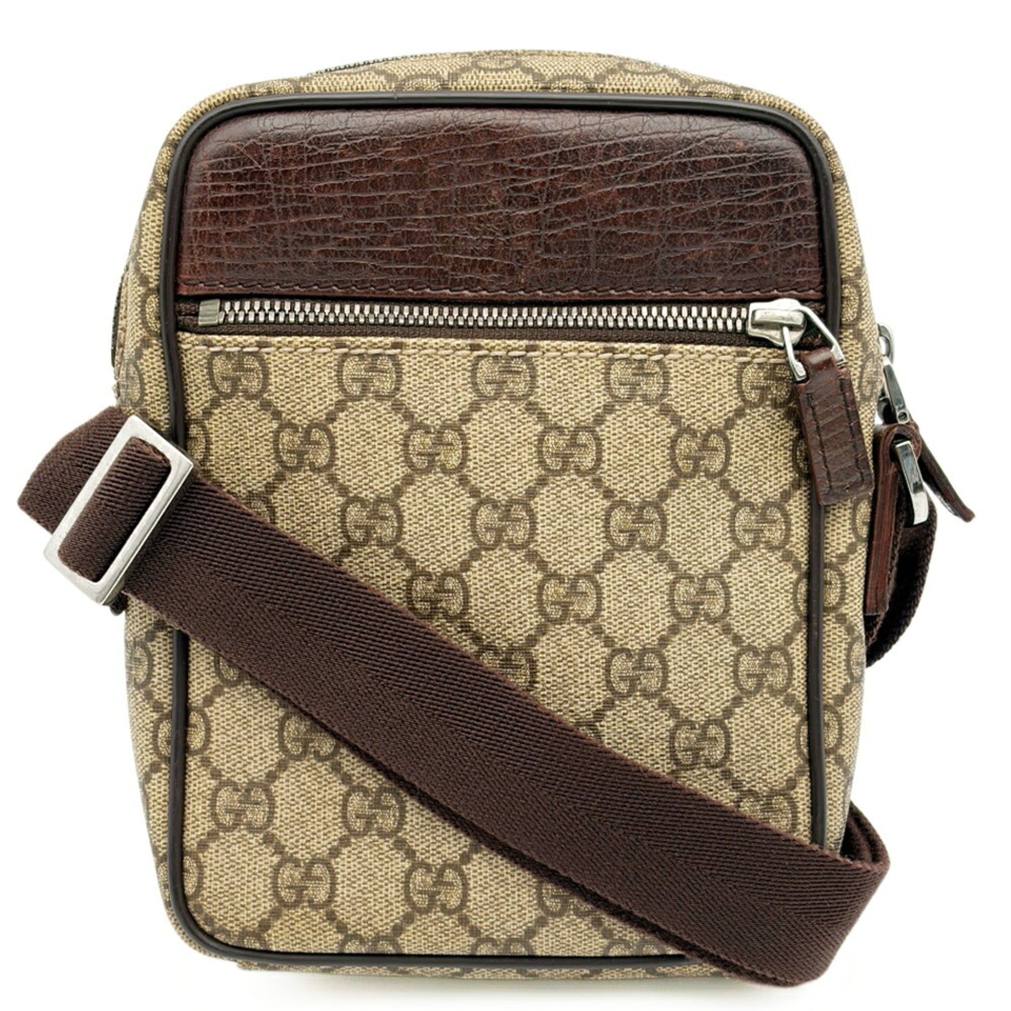 Gucci Beige Dark Brown Pvc Leather Shoulder Bag (Pre-Owned)