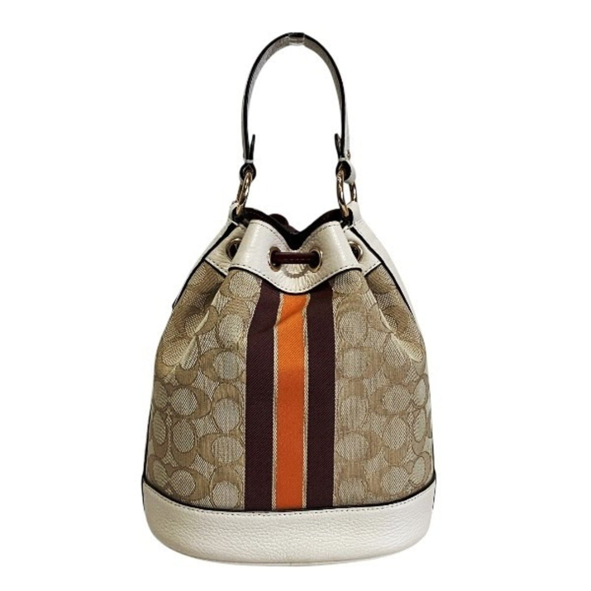 Coach Off-White Signature Line Handbag Shoulder Bag (Pre-Owned)