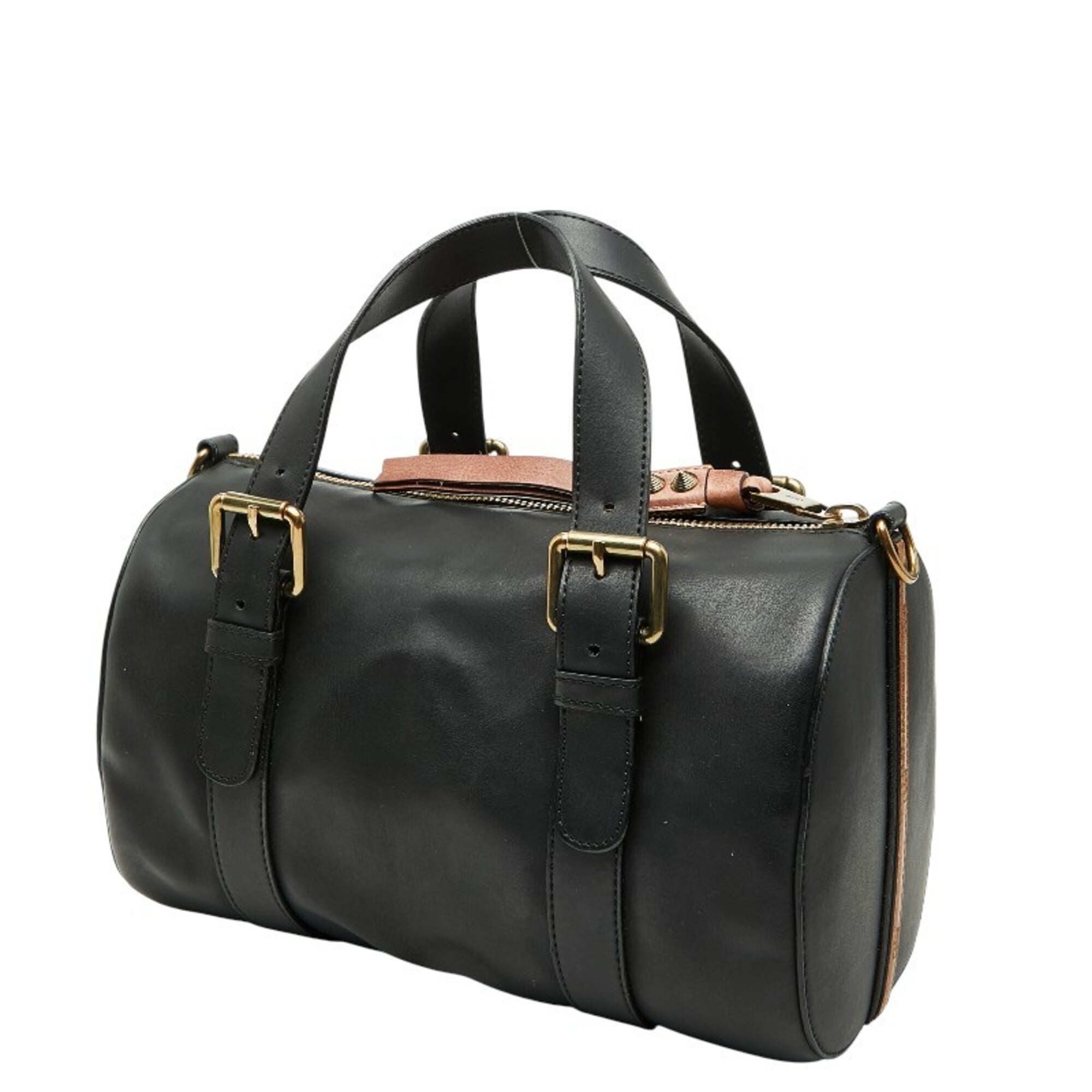Chloé Black Leather Boston Bag Handbag Shoulder Bag (Pre-Owned)
