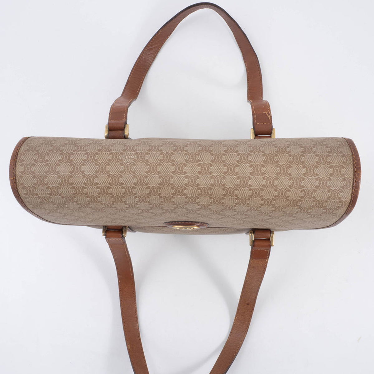 Celine Macadam Beige Brown Pvc Leather Handbag Tote Bag (Pre-Owned)