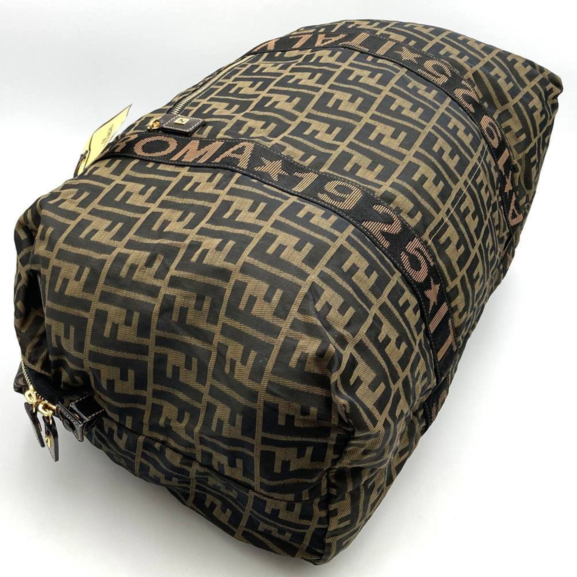 Fendi Zucca Brown Zucca Boston Bag (Pre-Owned)