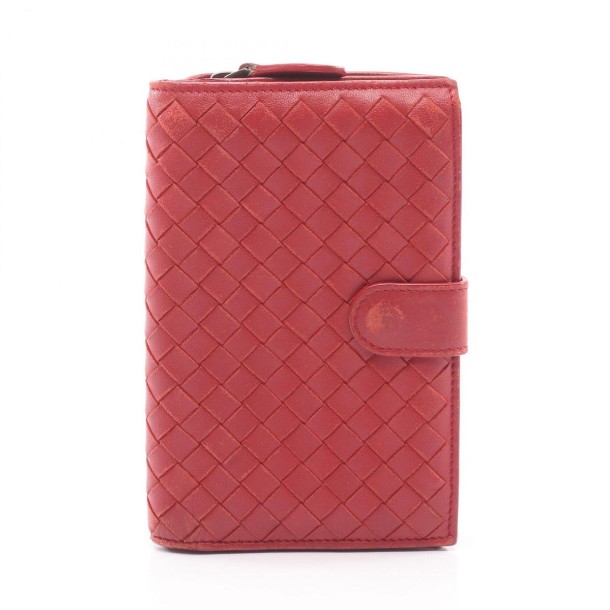 Bottega Veneta Red Color Intrecciato Wallet (Bi-Fold) (Pre-Owned)