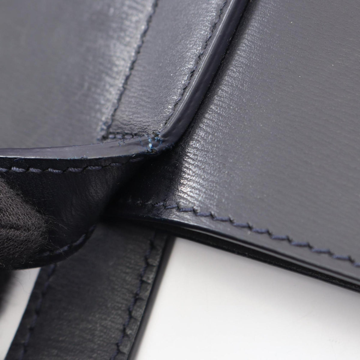 Saint Laurent Navy Leather Handbag Pouch Tote Bag (Pre-Owned)
