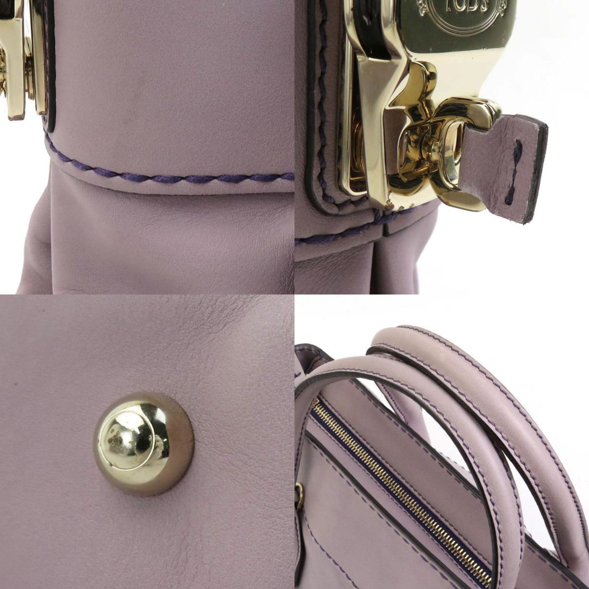 Tod's Purple Leather Handbag Shoulder Bag (Pre-Owned)