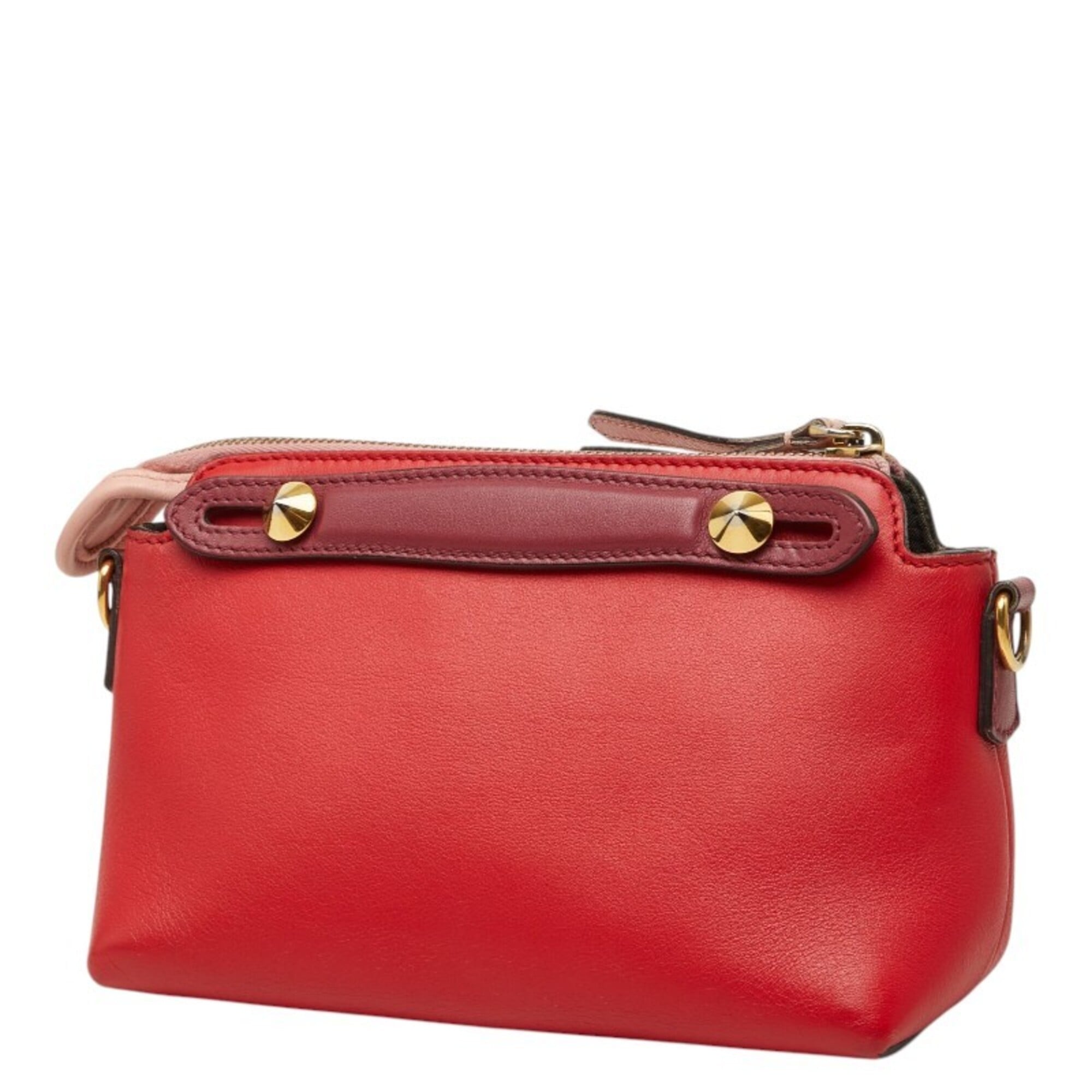 Fendi Pink Red Color Leather Handbag Shoulder Bag (Pre-Owned)