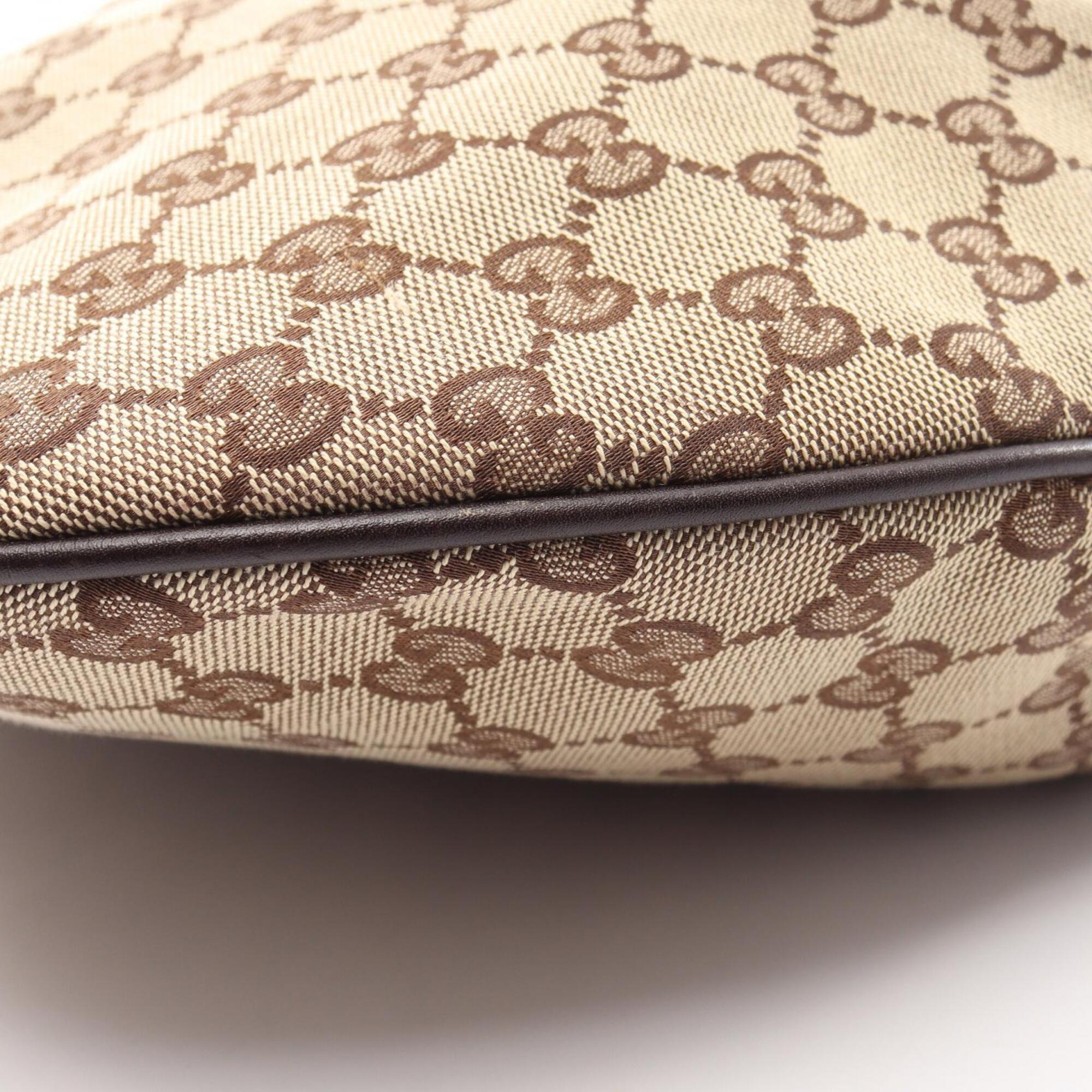 Gucci Gg Canvas Beige Brown Gg Canvas Leather Handbag (Pre-Owned)