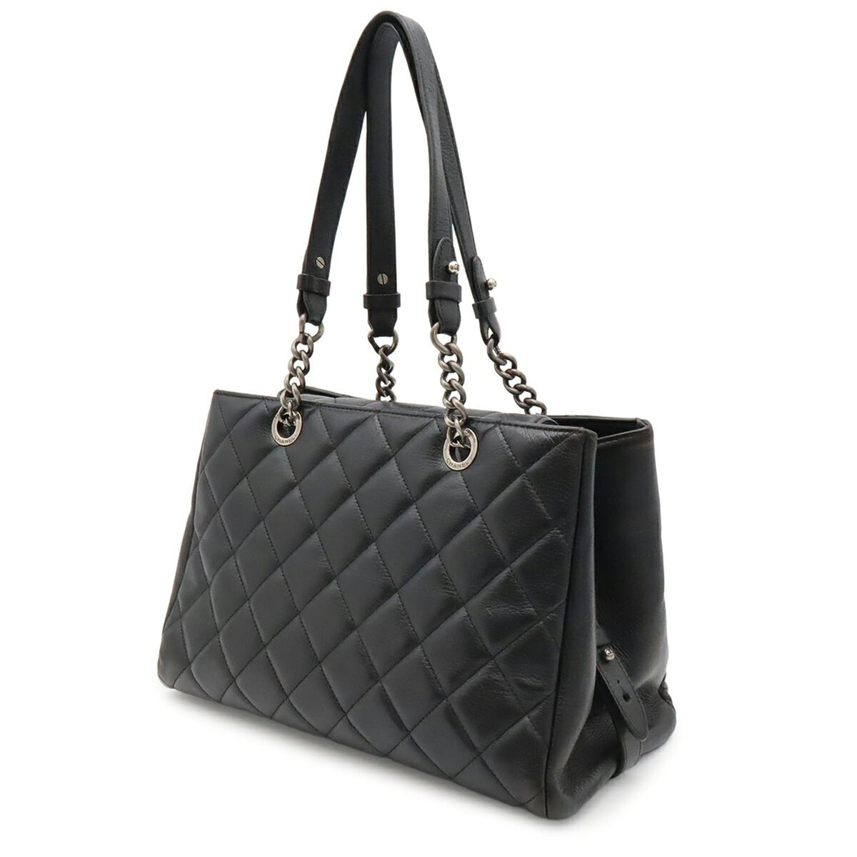 Chanel Black Leather Shoulder Bag Tote Bag (Pre-Owned)