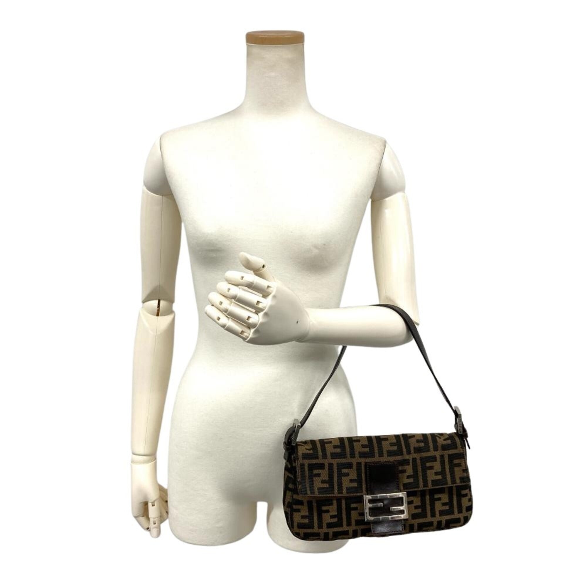 Fendi Brown Canvas Leather Shoulder Bag (Pre-Owned)