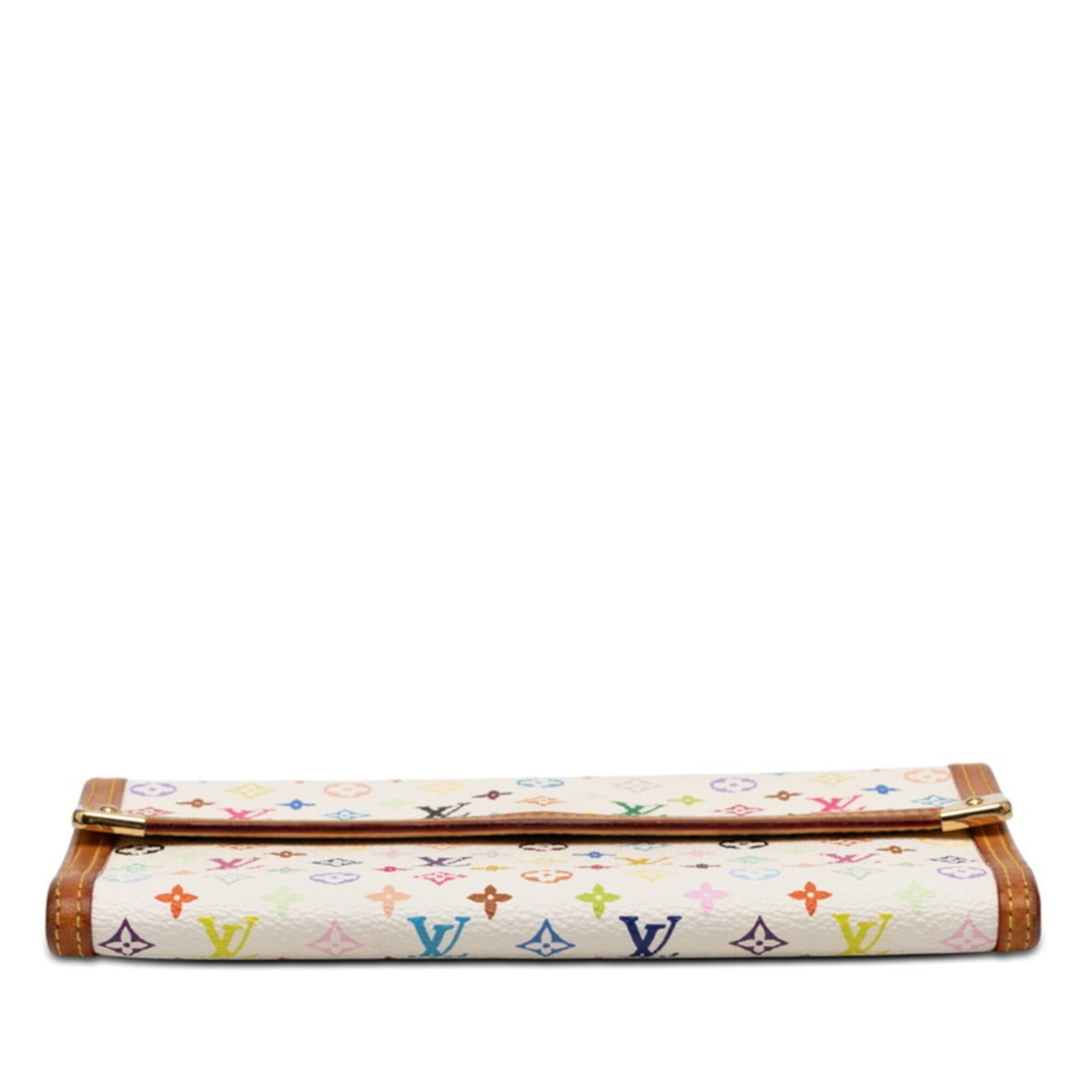 Louis Vuitton Blanc Multi-Color White Pvc Leather Wallet (Tri-Fold) (Pre-Owned)