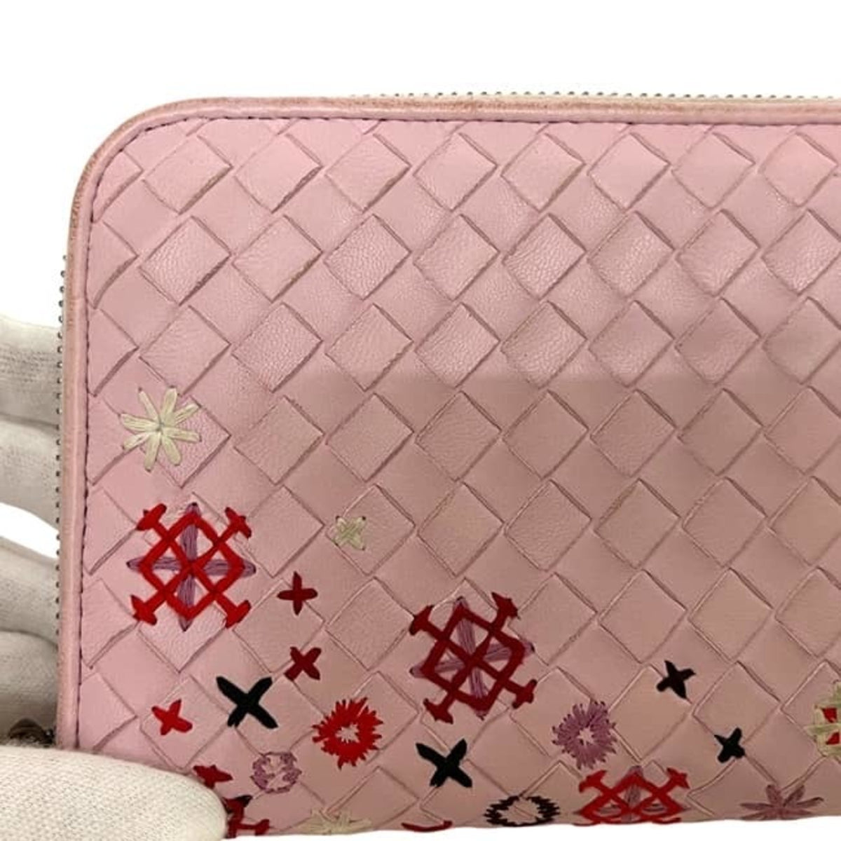 Bottega Veneta Pink Leather Long Wallet (Bi-Fold) (Pre-Owned)