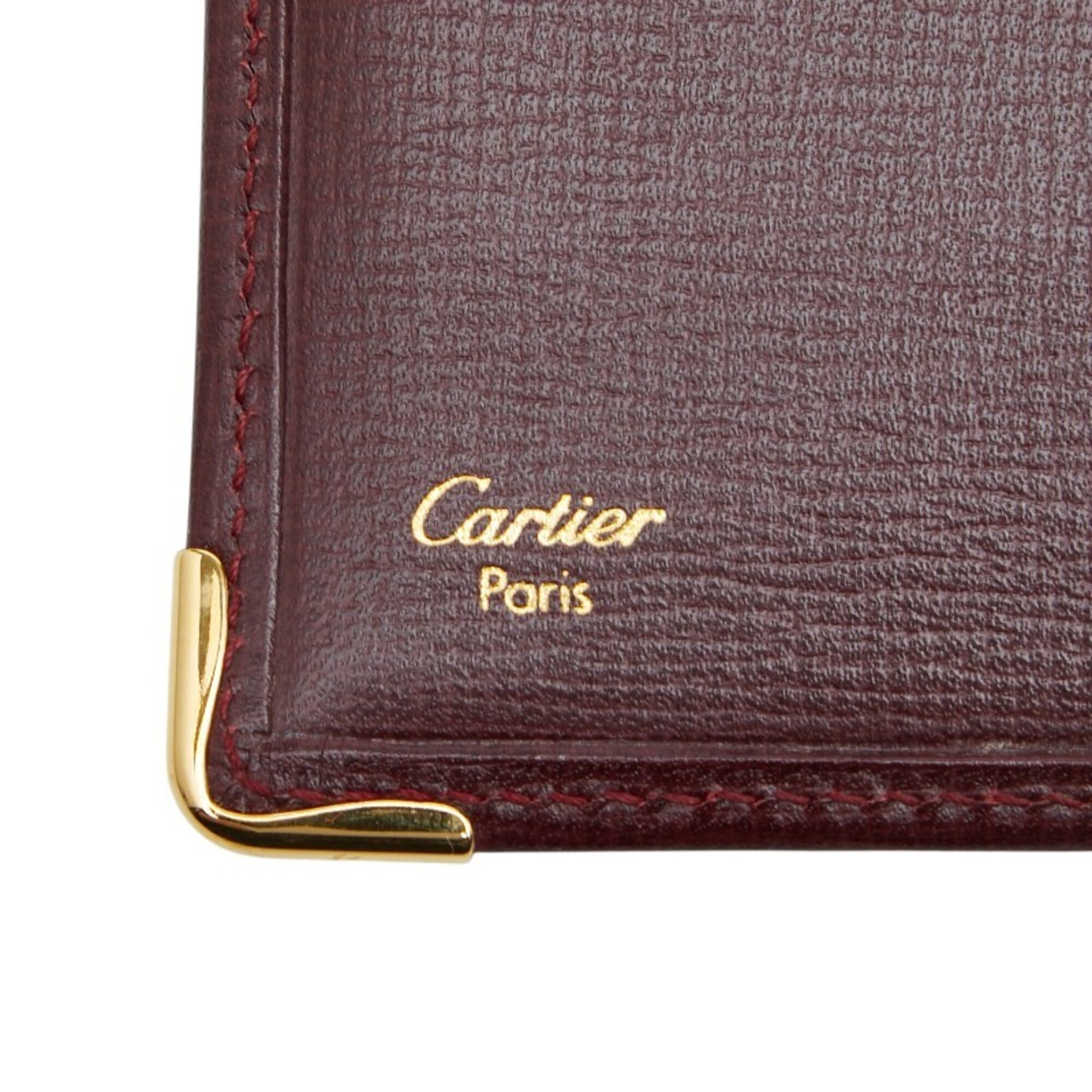 Cartier Must Bordeaux Wine Red Leather Long Wallet (Bi-Fold) (Pre-Owned)