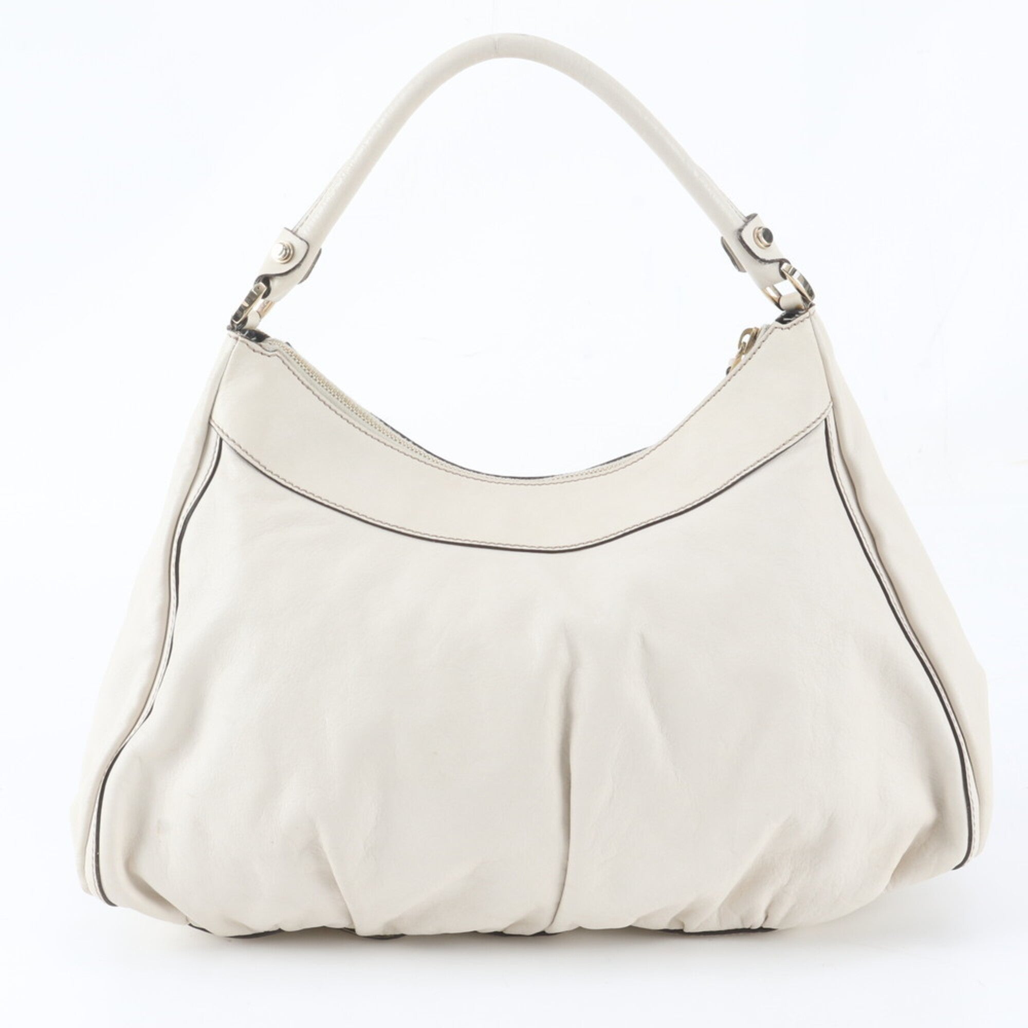 Gucci Abbey Ivory Leather Handbag Shoulder Bag Tote Bag (Pre-Owned)