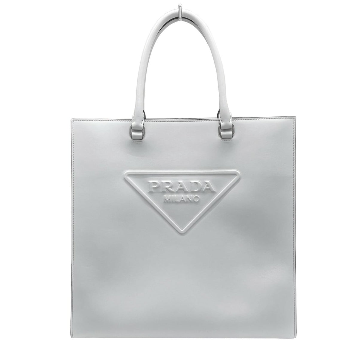 Prada Gray Leather Handbag Tote Bag (Pre-Owned)