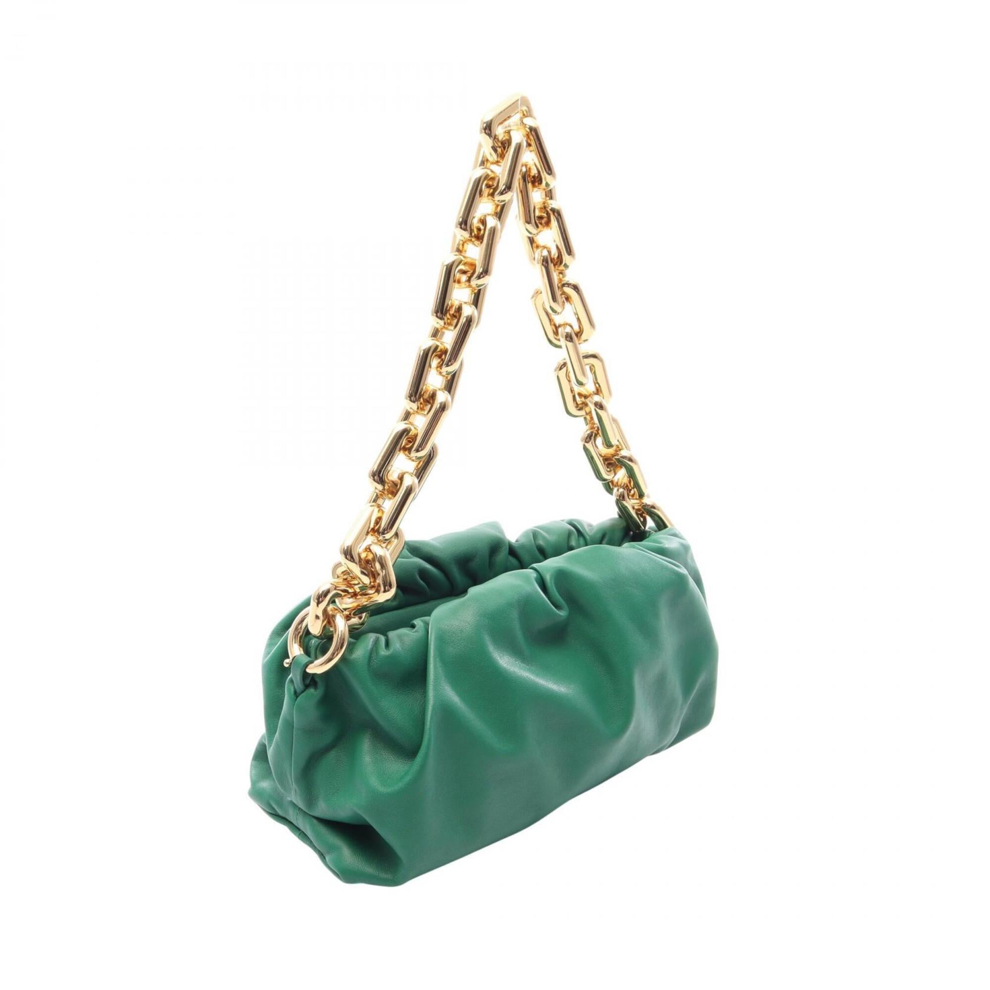 Bottega Veneta Green Leather Handbag Pouch Shoulder Bag (Pre-Owned)