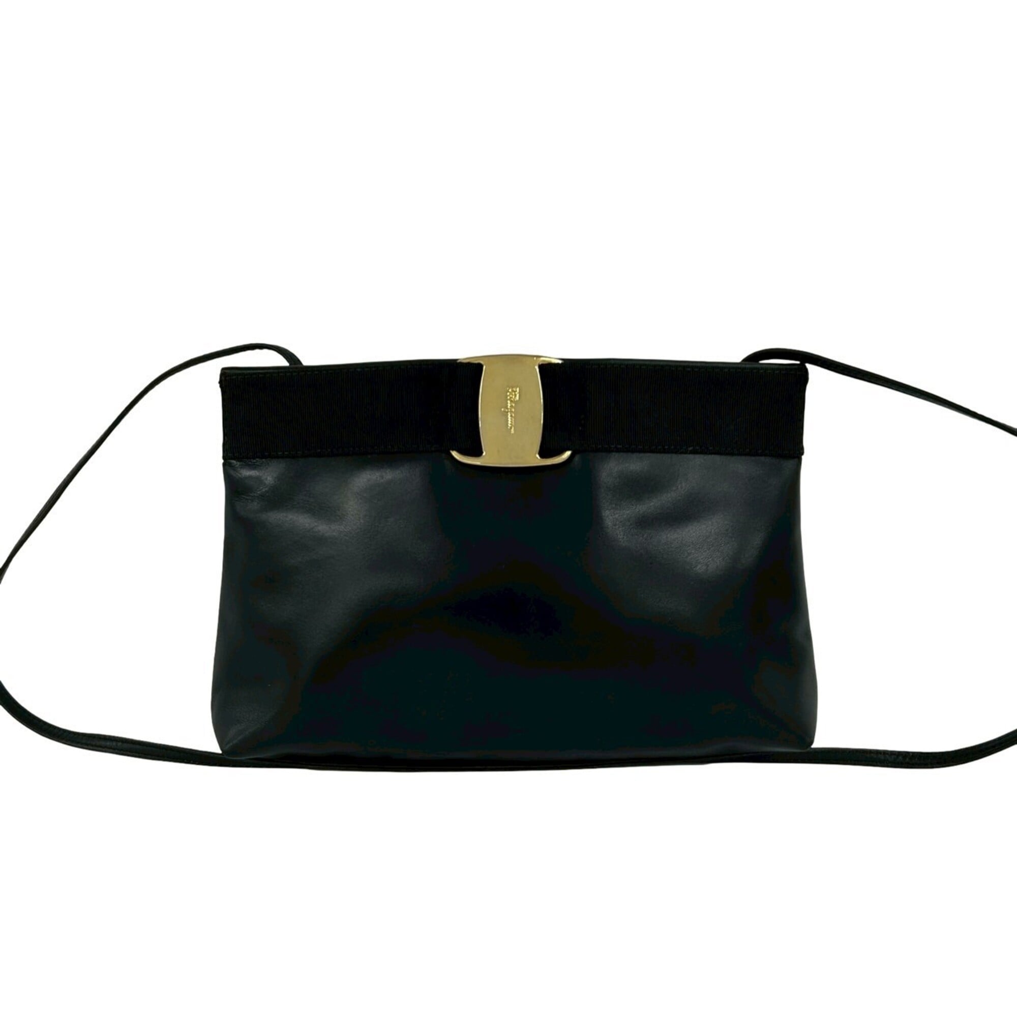 Salvatore Ferragamo Black Leather Pochette Shoulder Bag (Pre-Owned)