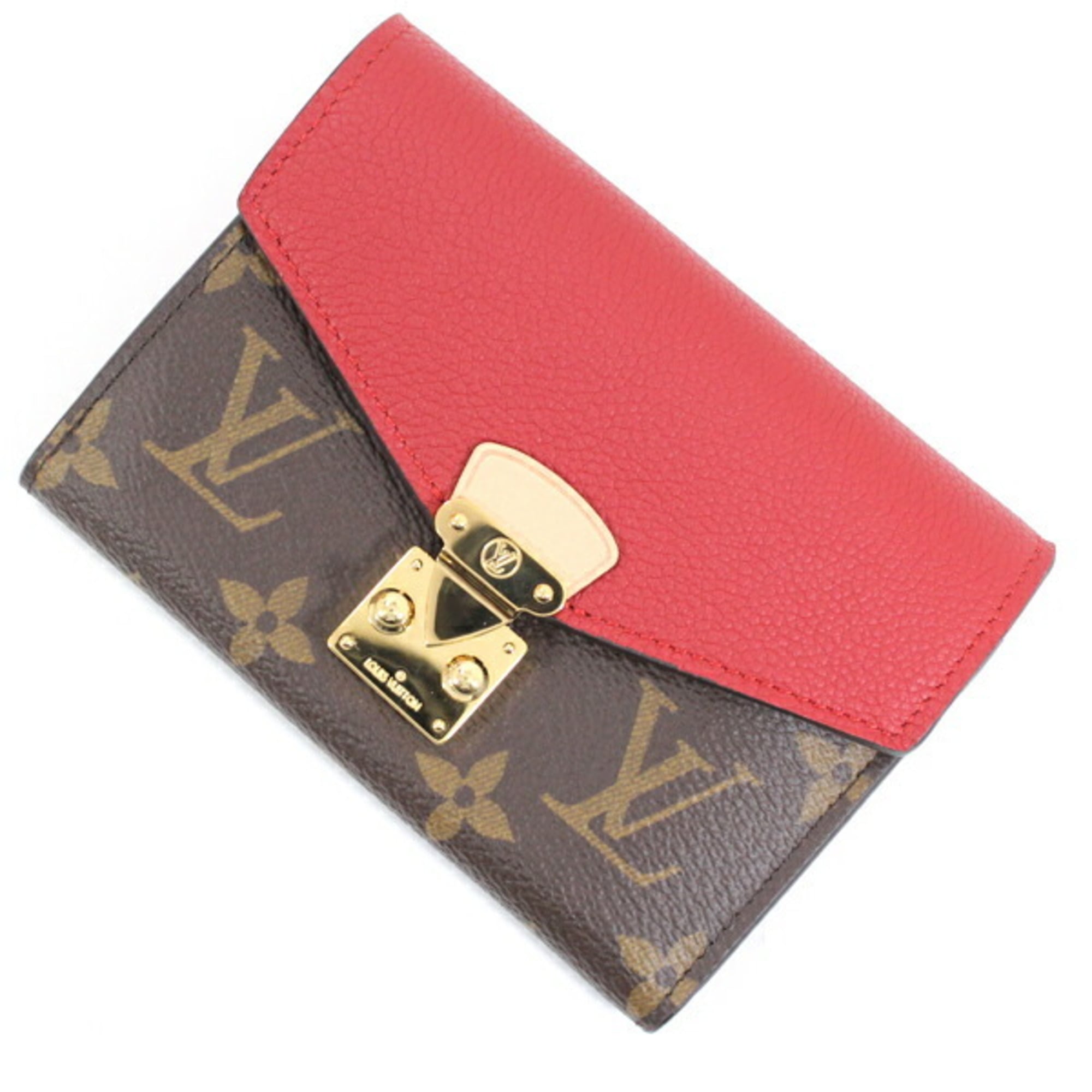 Louis Vuitton Brown Cerise Monogram Red Color Monogram Wallet (Tri-Fold) (Pre-Owned)