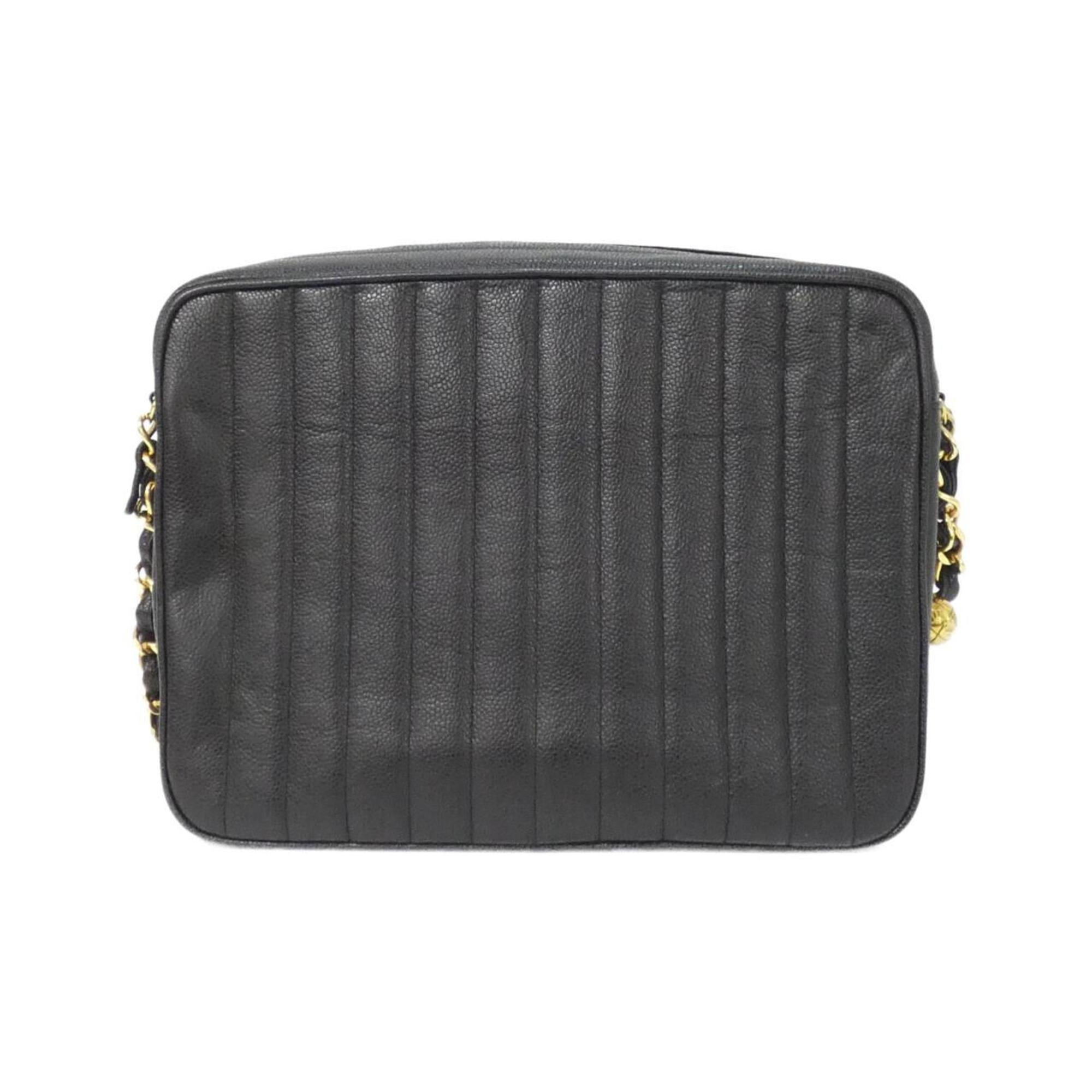 Chanel Black Grained Calfskin Shoulder Bag (Pre-Owned)