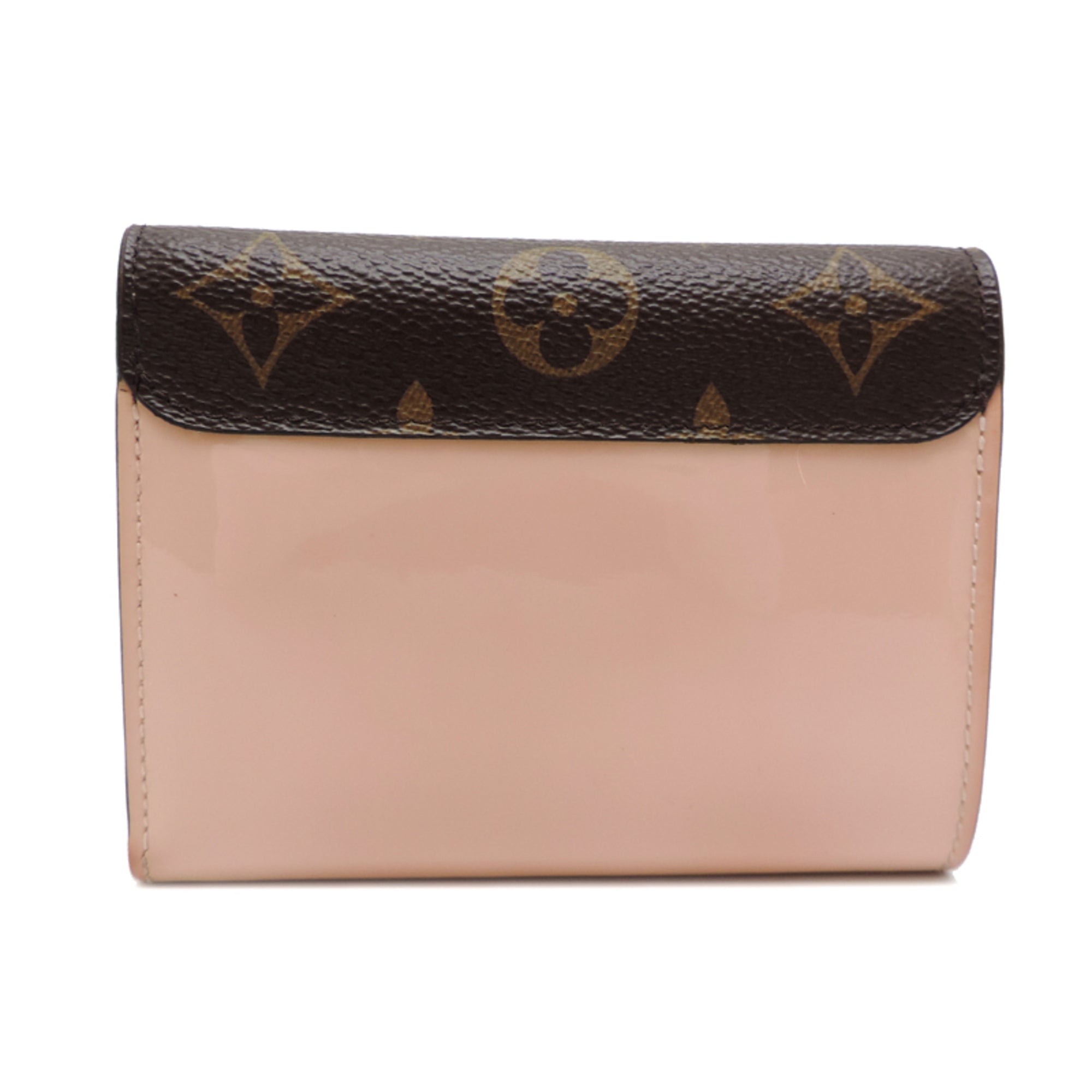 Louis Vuitton Brown Monogram Pink Rose Ballerine Patent Leather Monogram Wallet (Tri-Fold) (Pre-Owned)