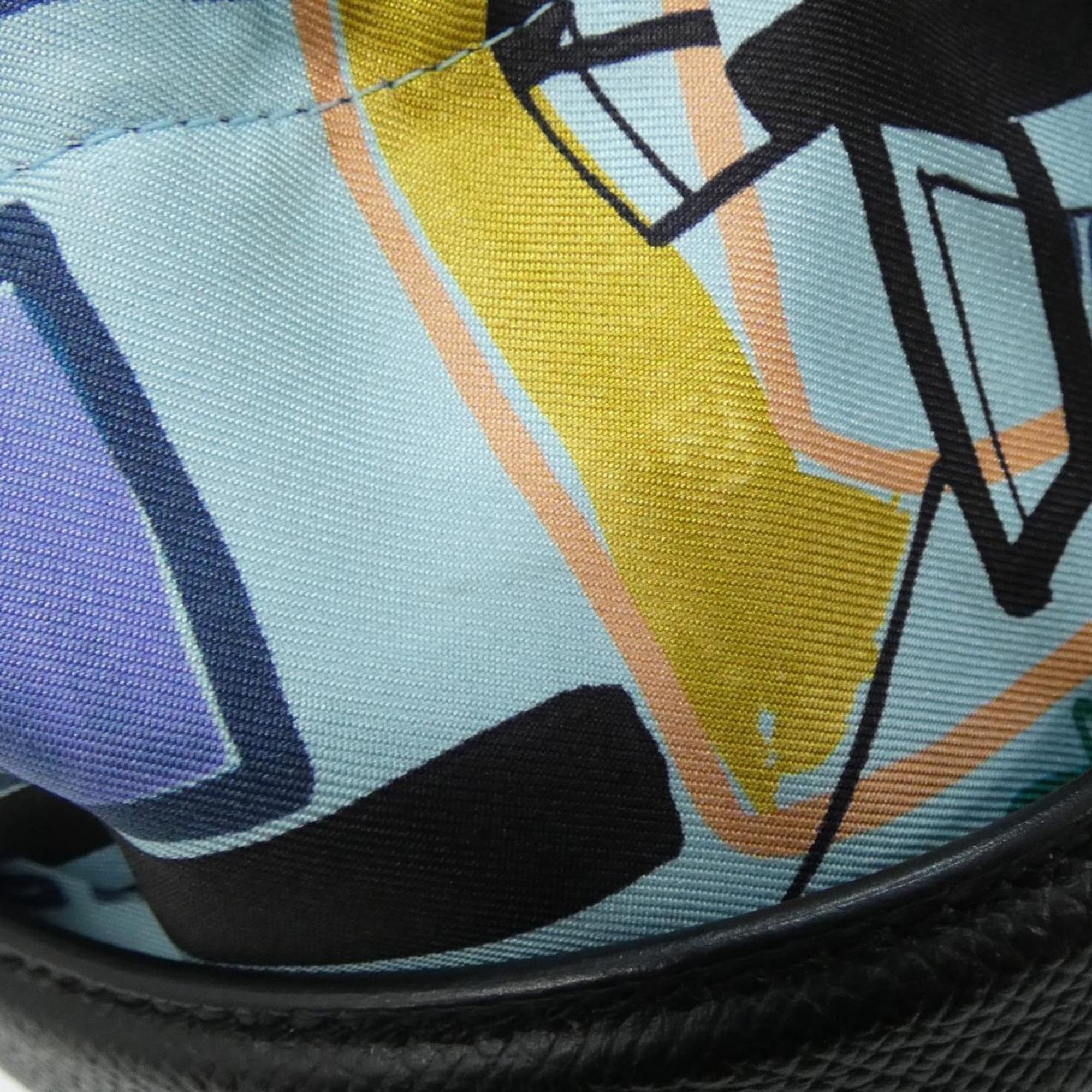 Hermes Black Blue Atoll Multi-Color Epsom Leather Silk Shoulder Bag (Pre-Owned)