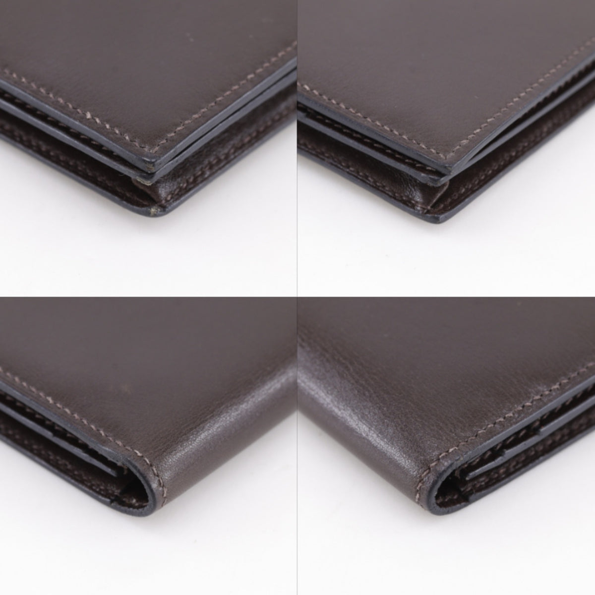 Hermes Brown Box Calf Leather Long Wallet (Bi-Fold) (Pre-Owned)