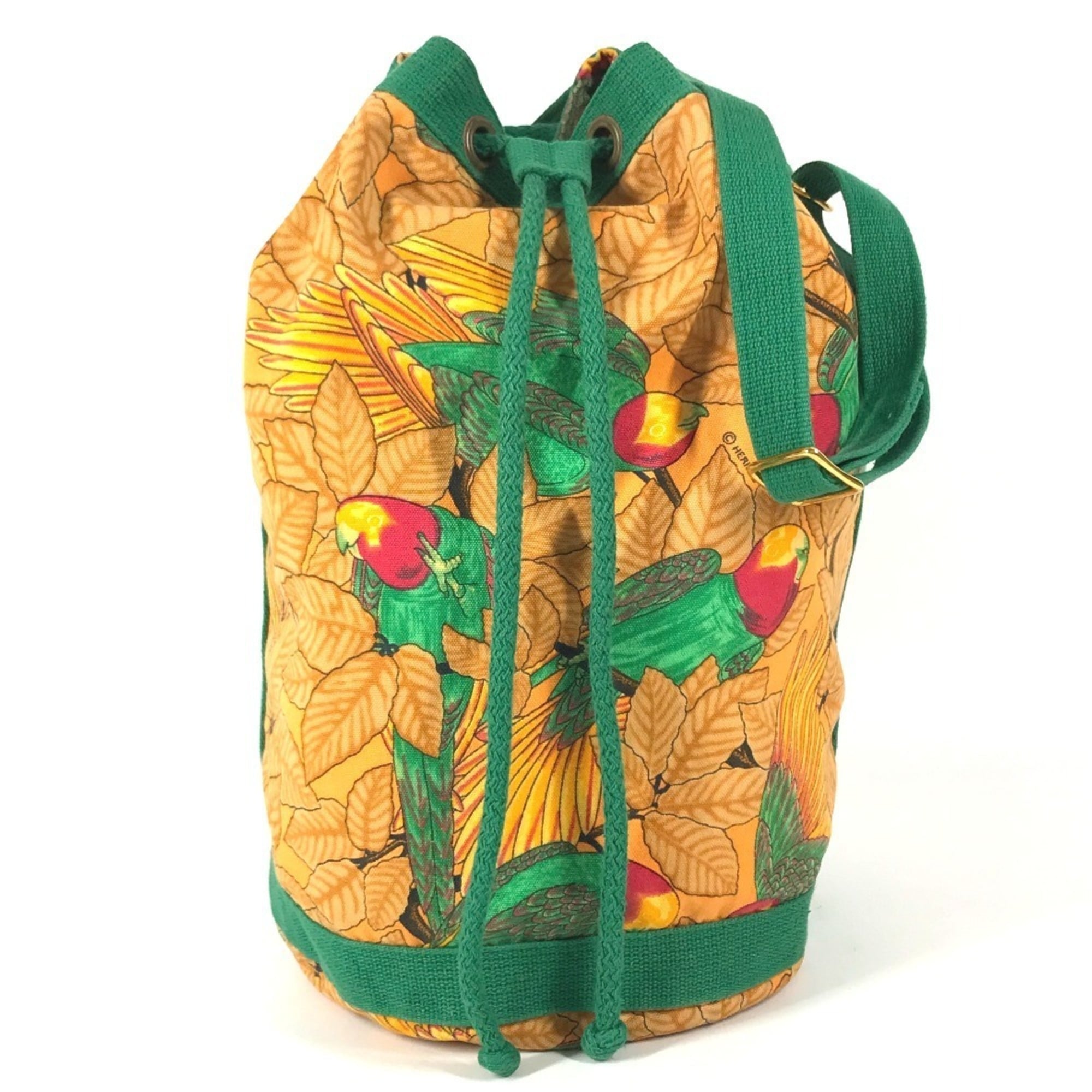 Hermes Green Yellow Cotton Shoulder Bag (Pre-Owned)
