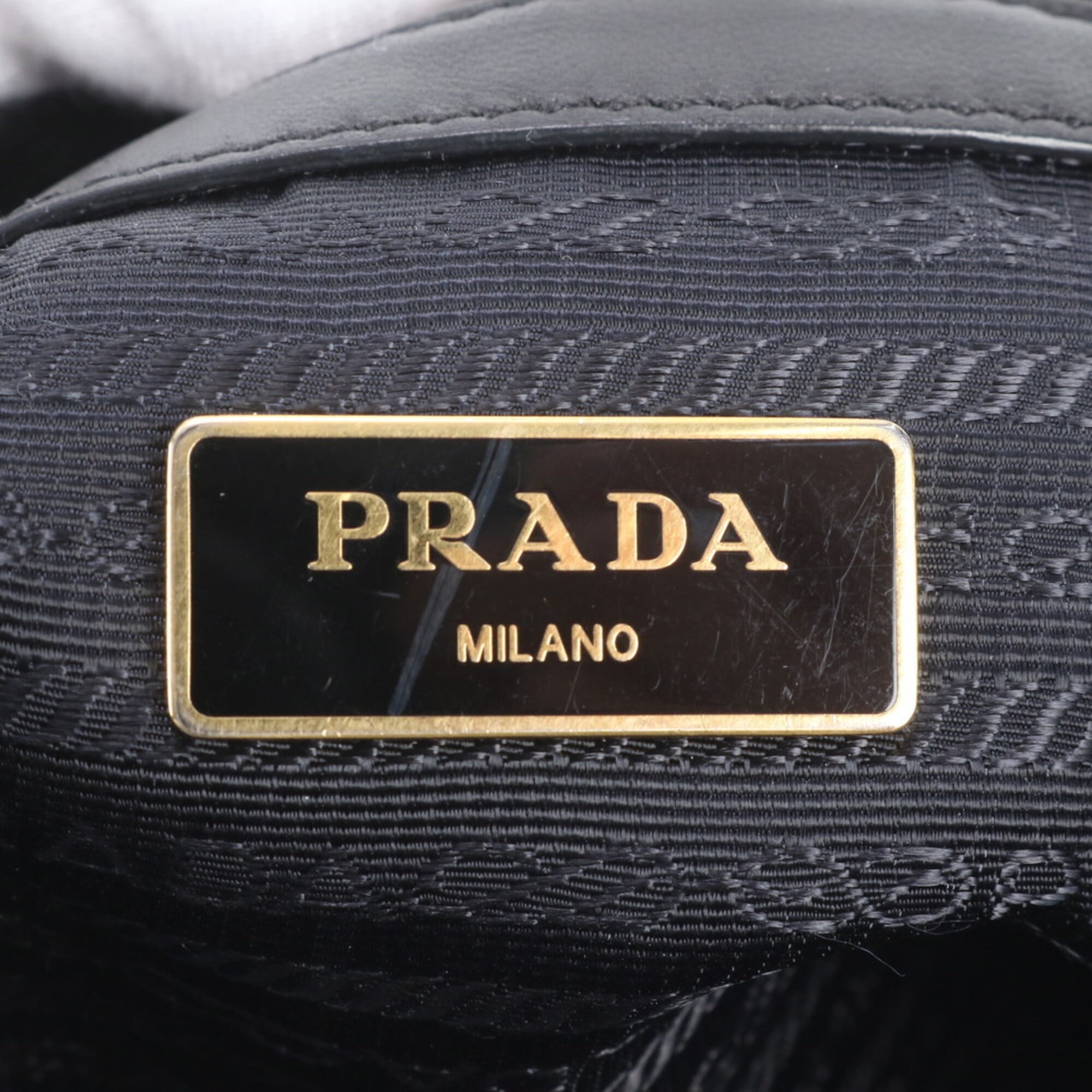 Prada Black Leather Nylon Shoulder Bag Tote Bag (Pre-Owned)