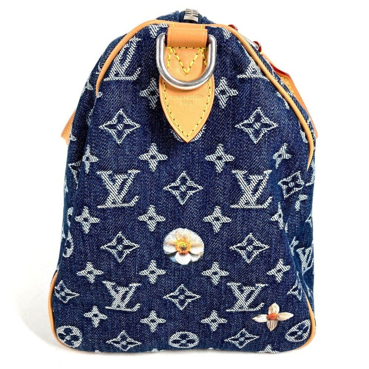 Louis Vuitton Blue Monogram Denim Boston Bag Handbag Tote Bag (Pre-Owned)