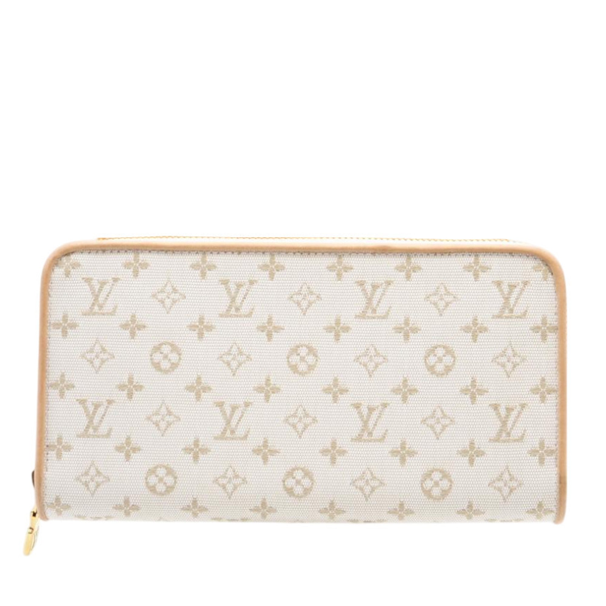 Louis Vuitton Beige White Nylon Leather Long Wallet (Bi-Fold) (Pre-Owned)