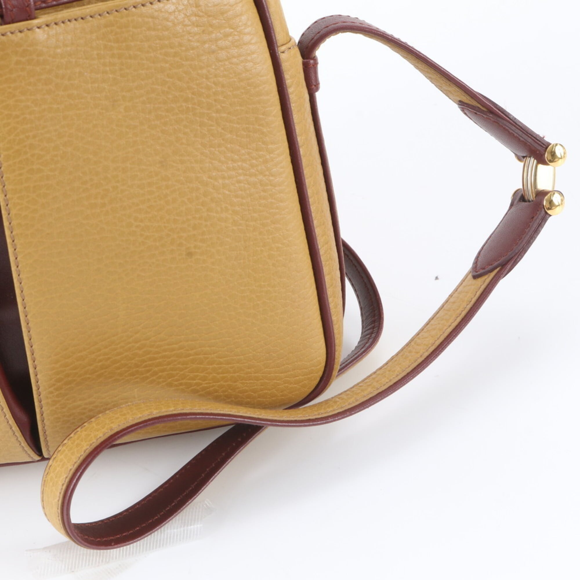Cartier Beige Wine Red Leather Crossbody Bag Handbag Shoulder Bag Tote Bag (Pre-Owned)