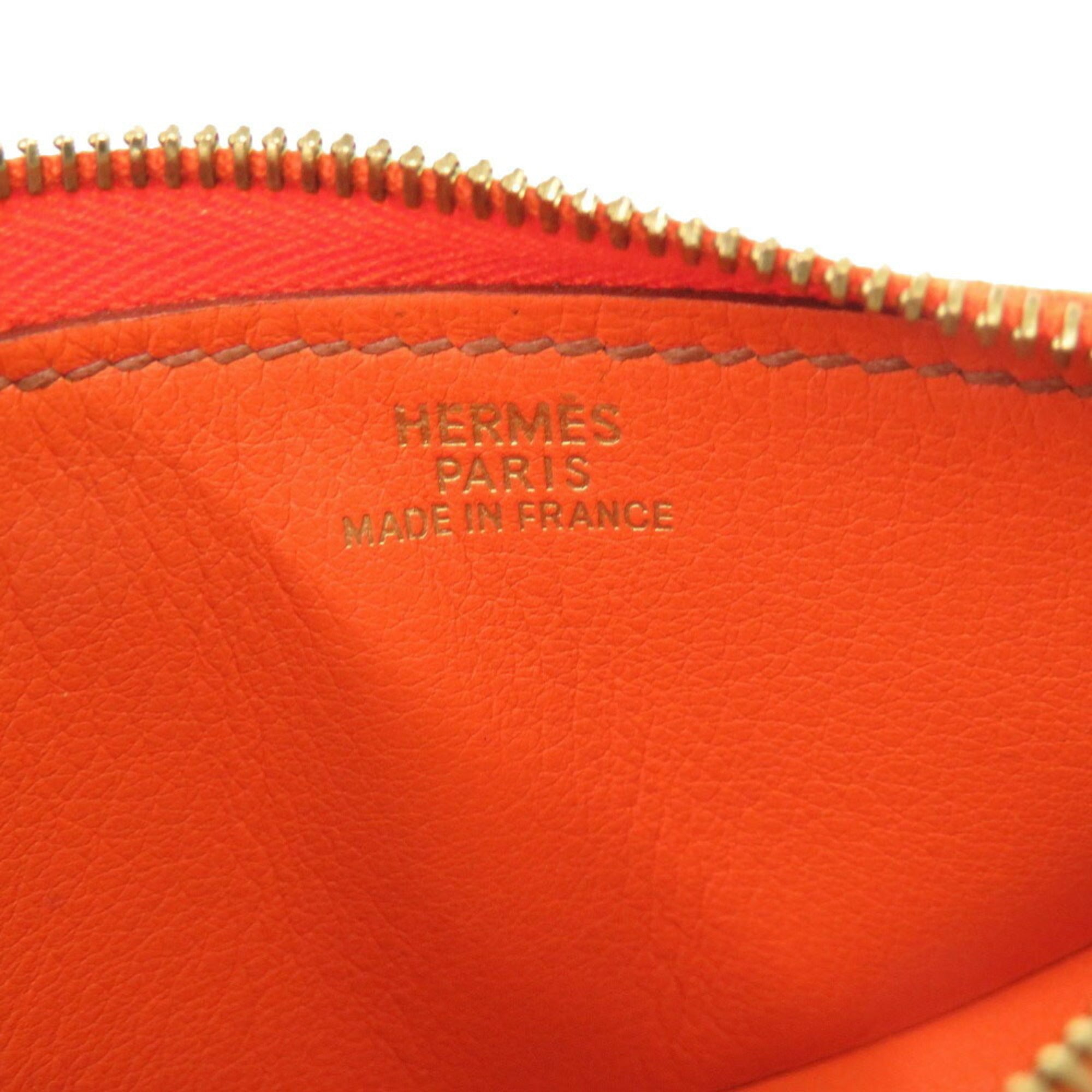Hermes Brown Orange Leather Coin Purse/Coin Case (Pre-Owned)