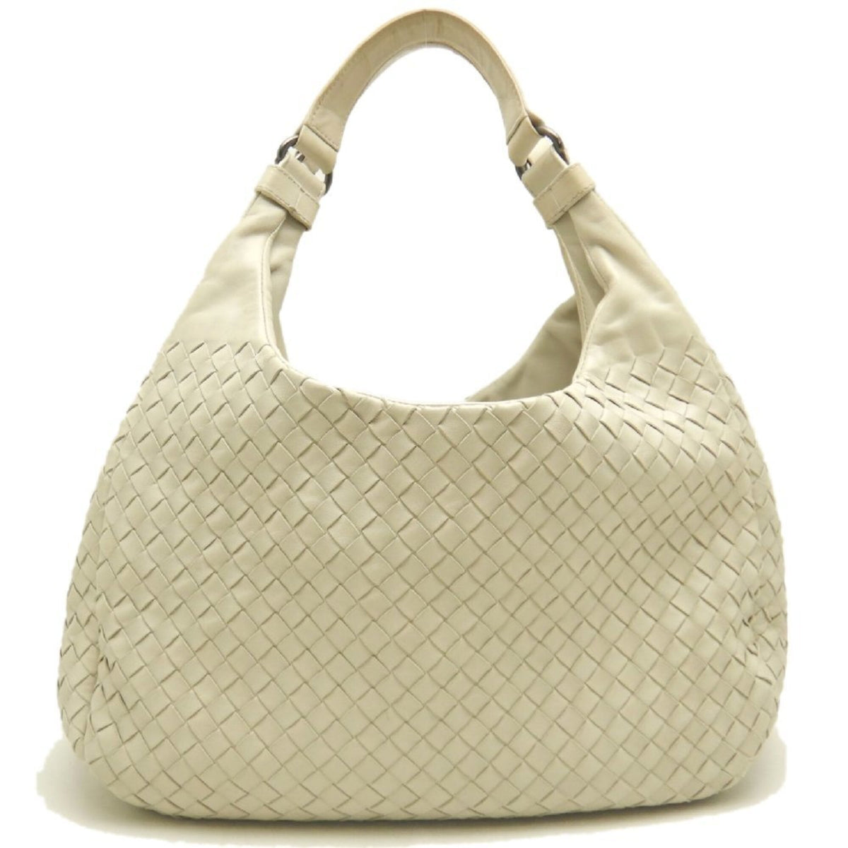 Bottega Veneta Intrecciato Ivory Leather Shoulder Bag (Pre-Owned)