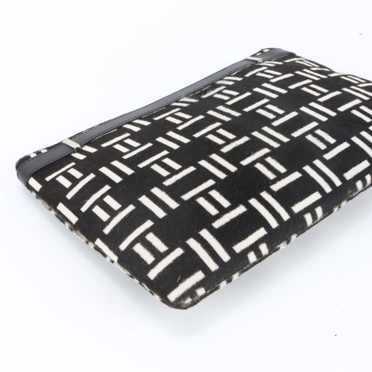 Balenciaga Black White Leather Clutch Bag Pouch (Pre-Owned)