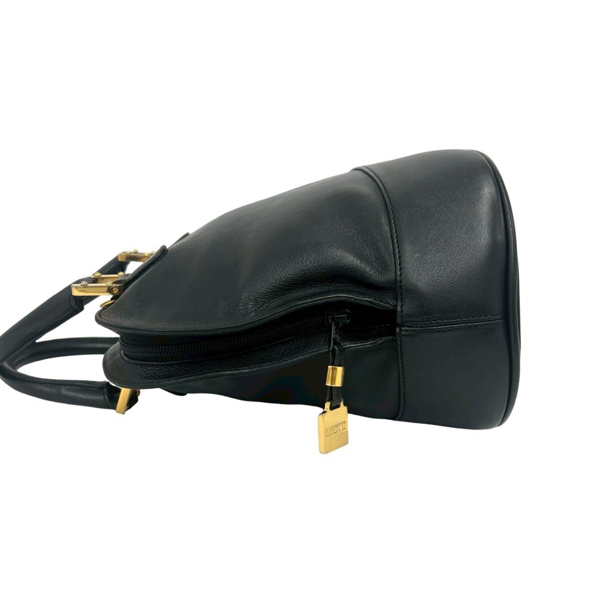 Loewe Black Leather Boston Bag Handbag Tote Bag (Pre-Owned)