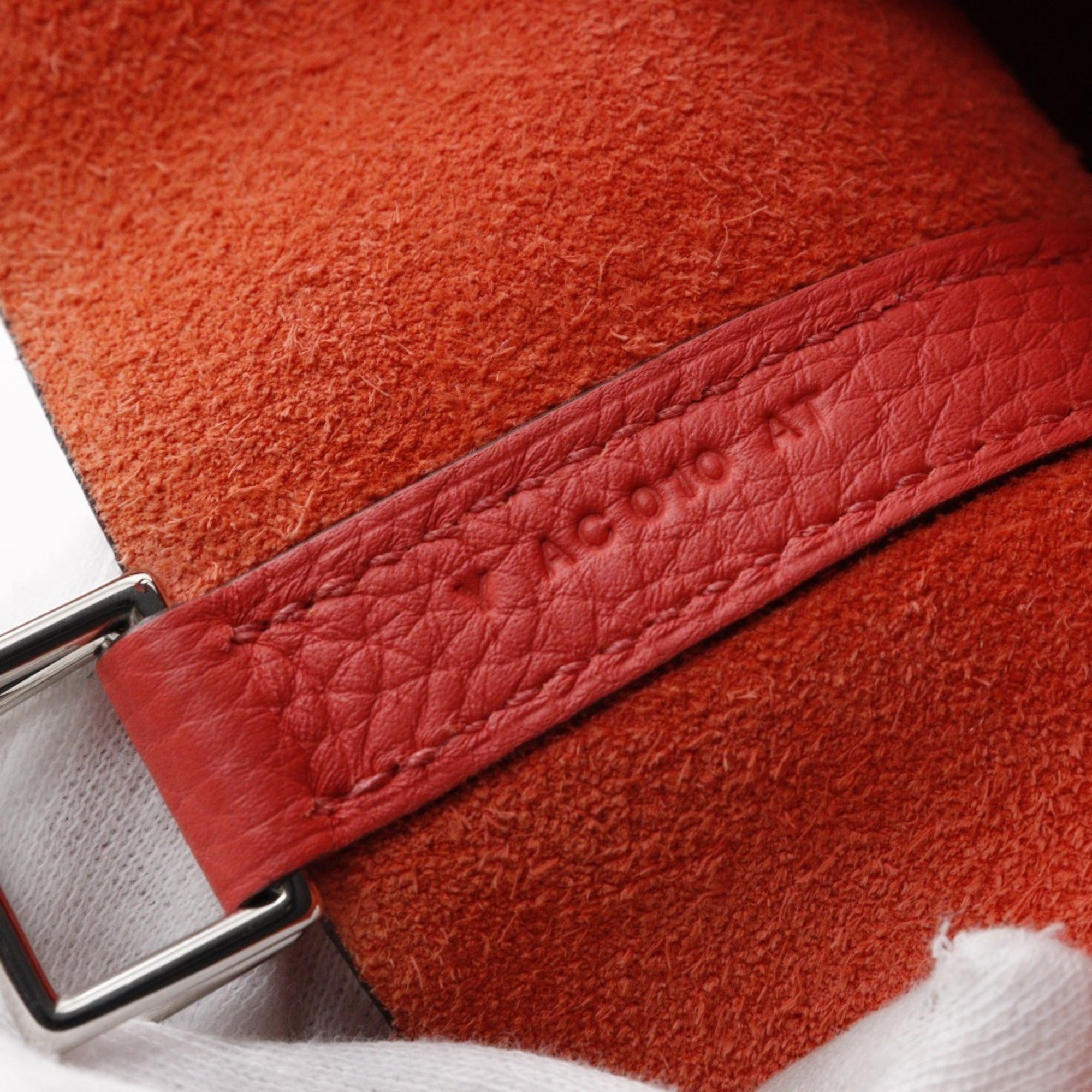 Hermes Pink Red Color Taurillon Clemence Leather Handbag (Pre-Owned)