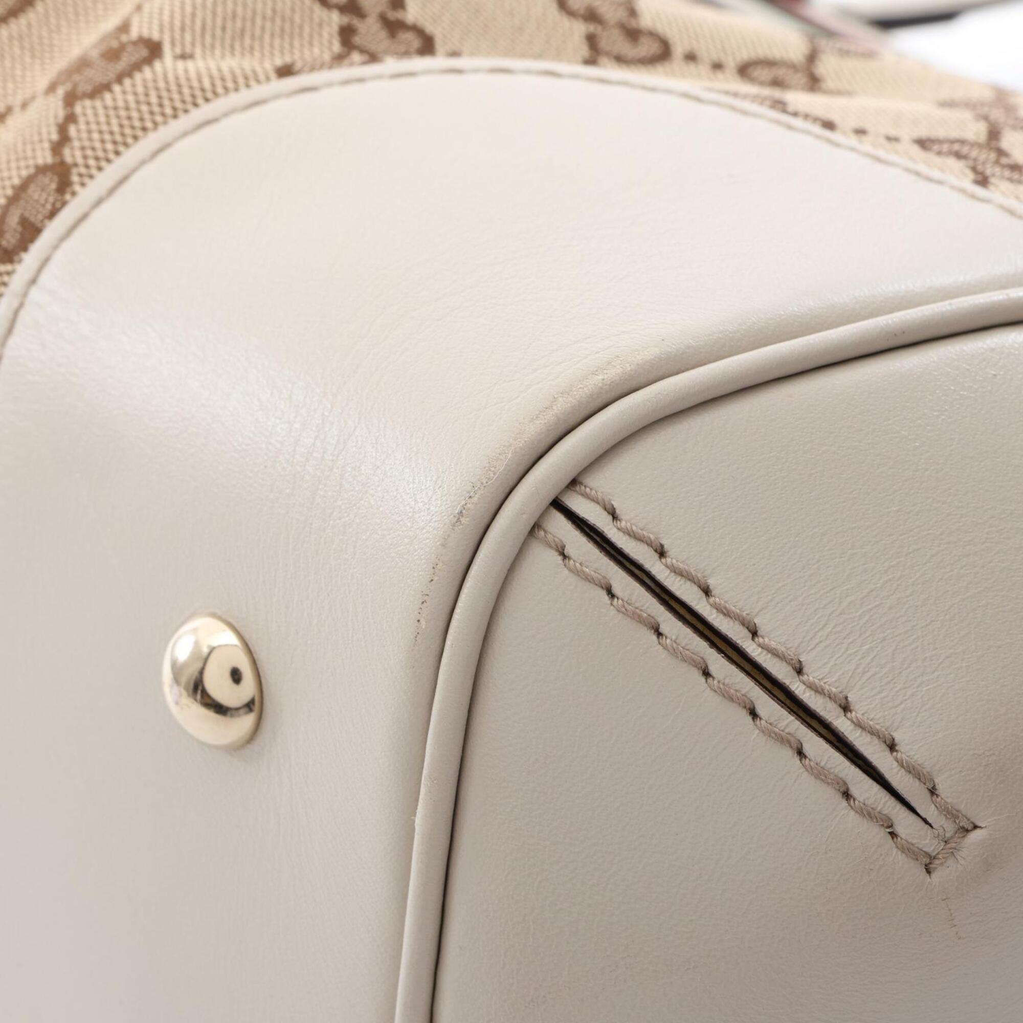 Gucci Beige Ivory Multi-Color Gg Canvas Leather Handbag Tote Bag (Pre-Owned)