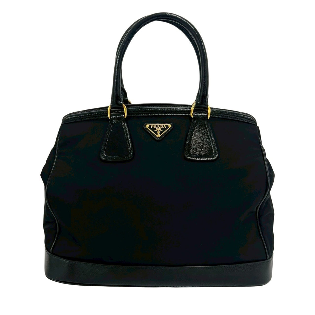 Prada Black Nylon Leather Handbag (Pre-Owned)
