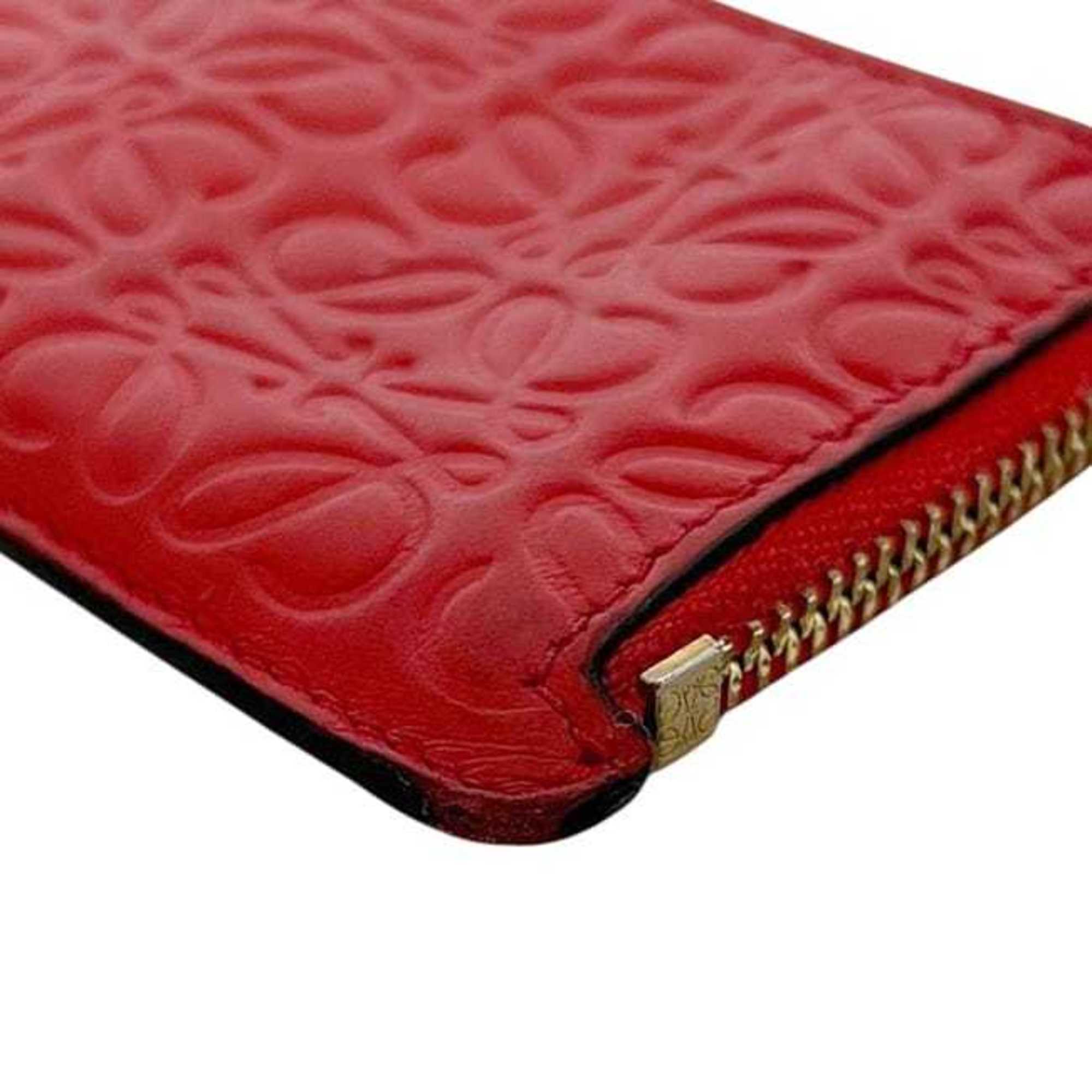 Loewe Red Color Leather Long Wallet (Bi-Fold) (Pre-Owned)