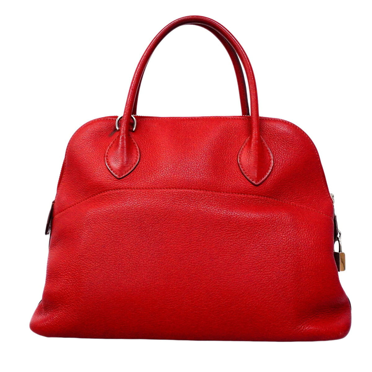 Hermes Rouge Casaque Taurillon Clemence Leather Handbag (Pre-Owned)