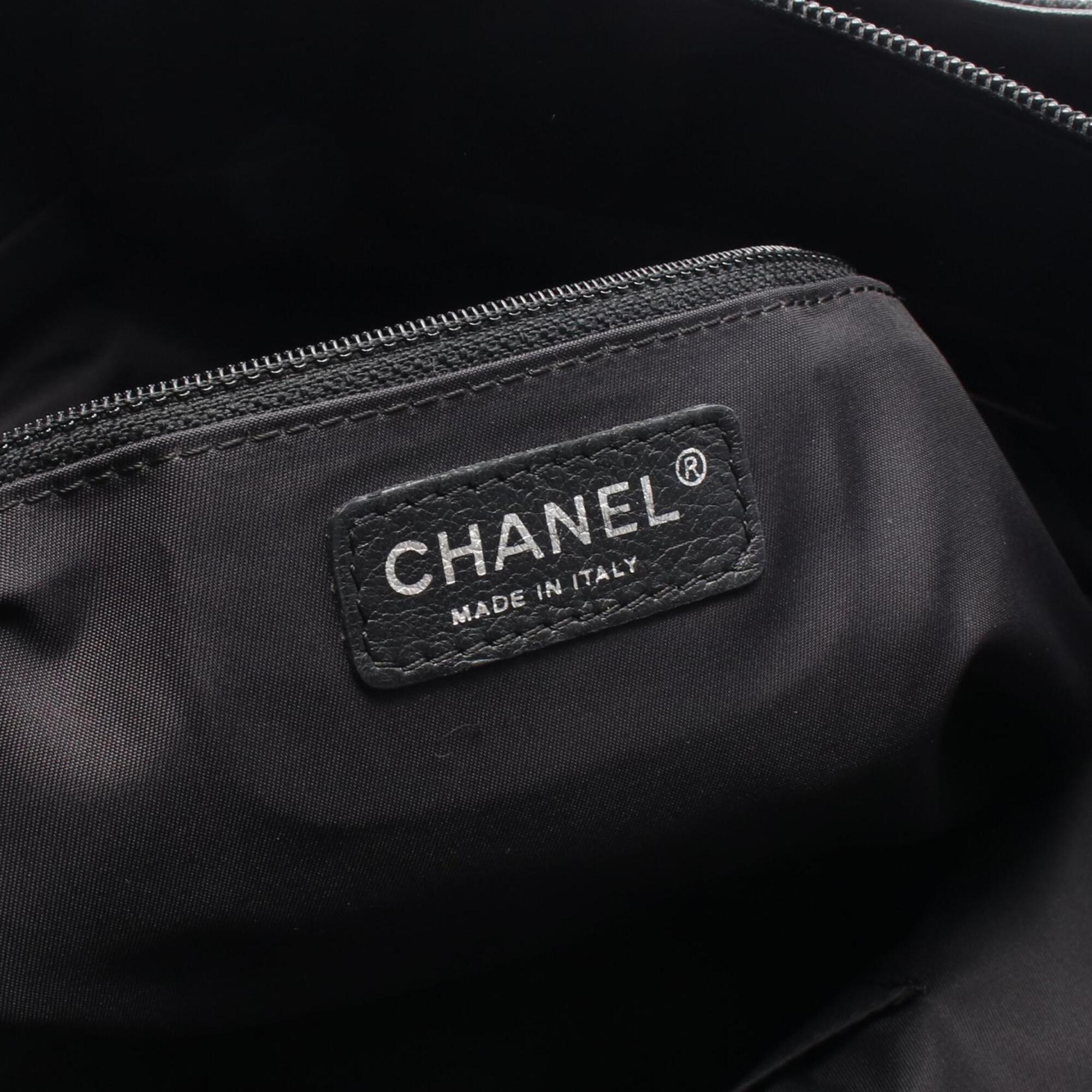 Chanel Black Coated Canvas Pvc Leather Handbag Tote Bag (Pre-Owned)
