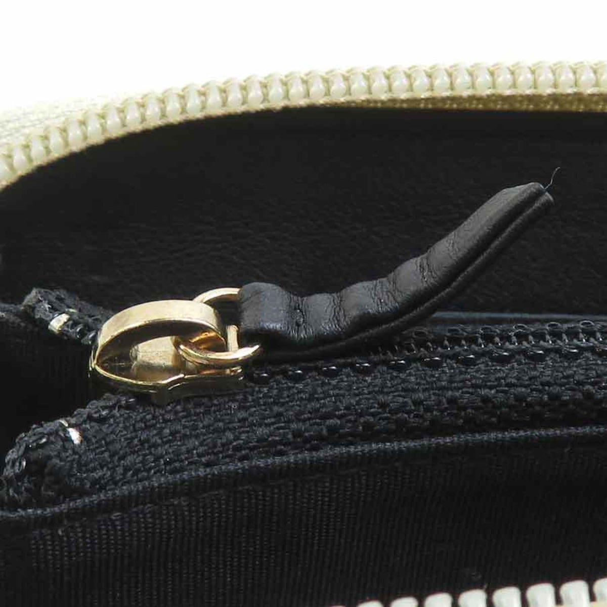 Chanel Gold Black Leather Long Wallet (Bi-Fold) (Pre-Owned)