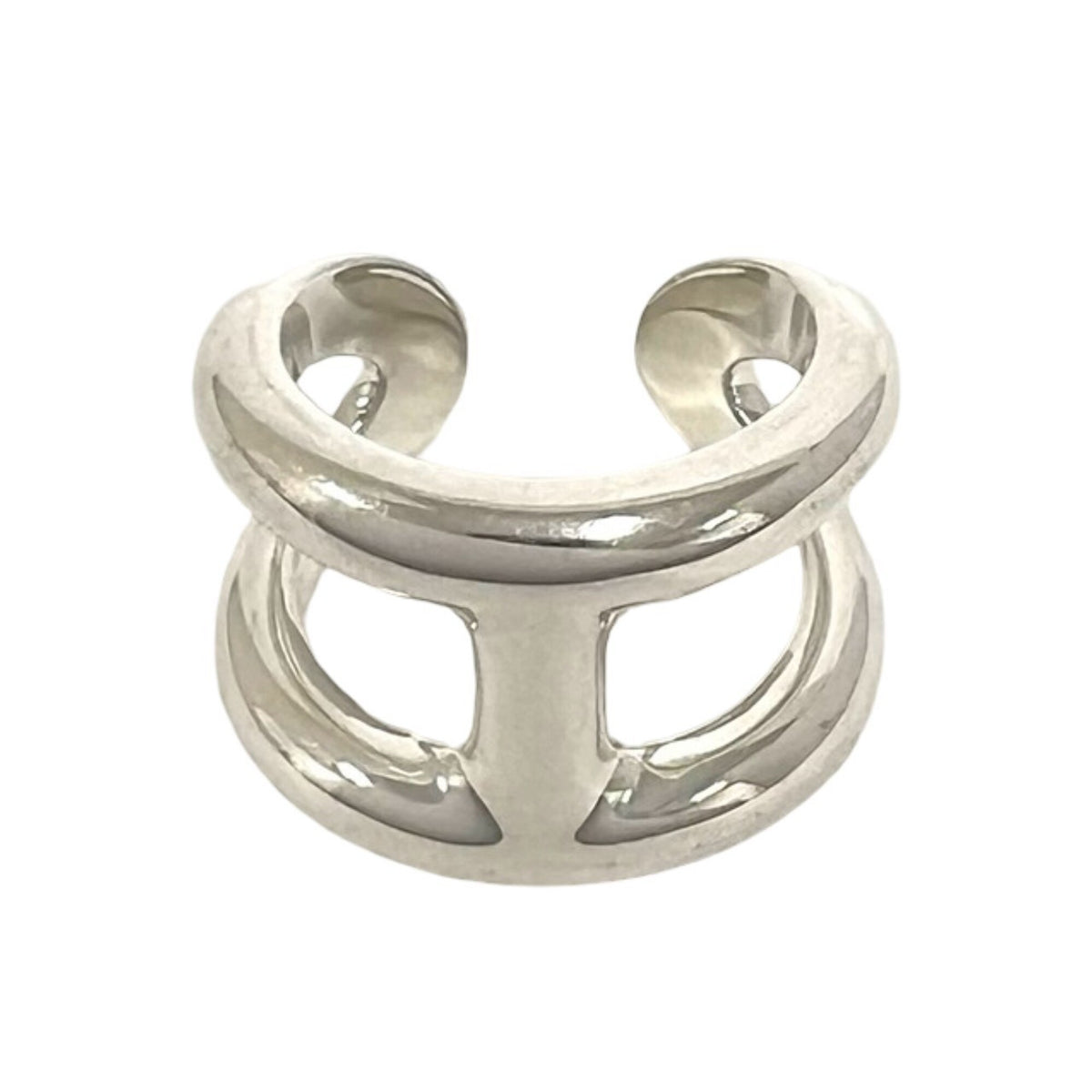 Hermes Silver Silver 925 Band Ring (Pre-Owned)