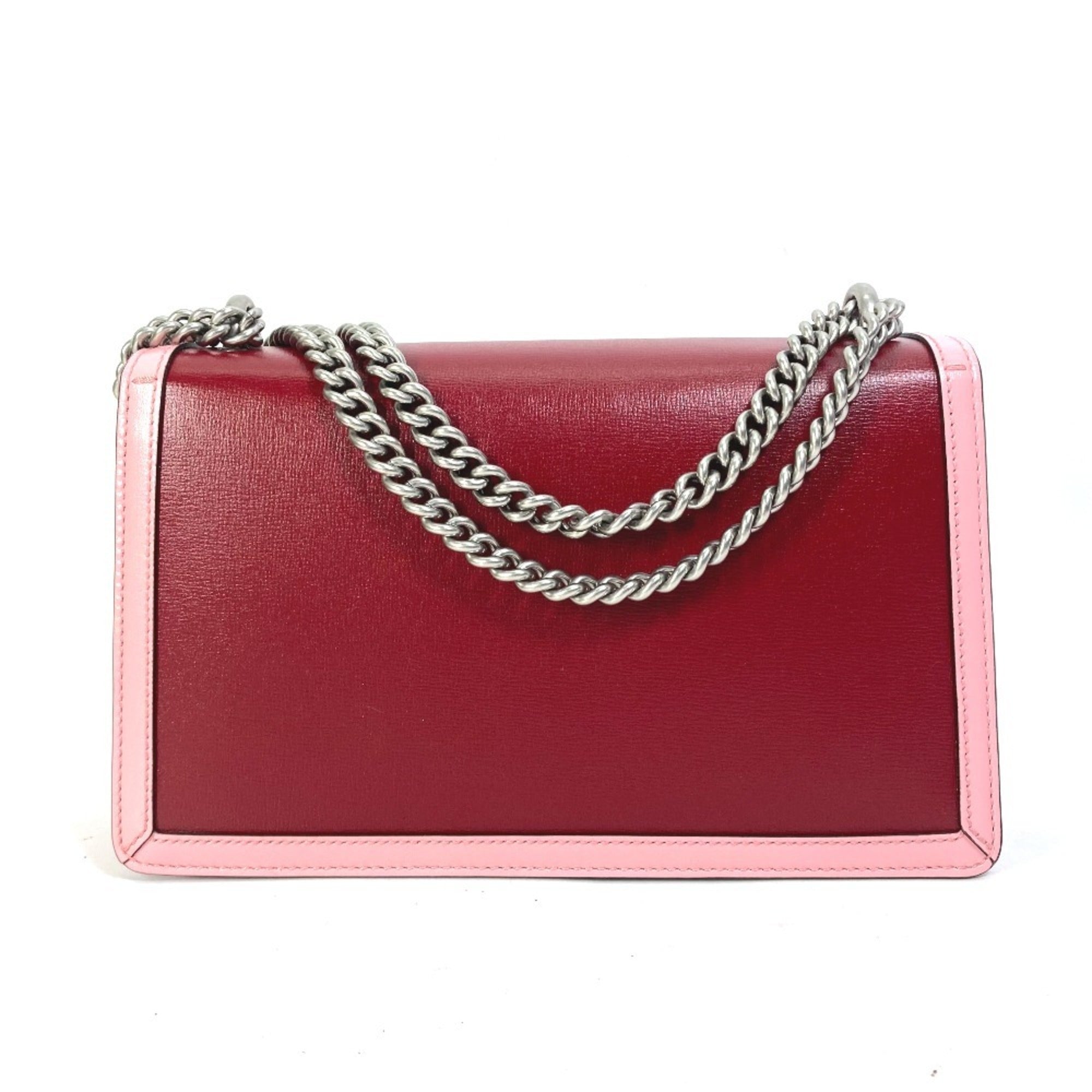 Gucci Pink Red Color Leather Shoulder Bag (Pre-Owned)