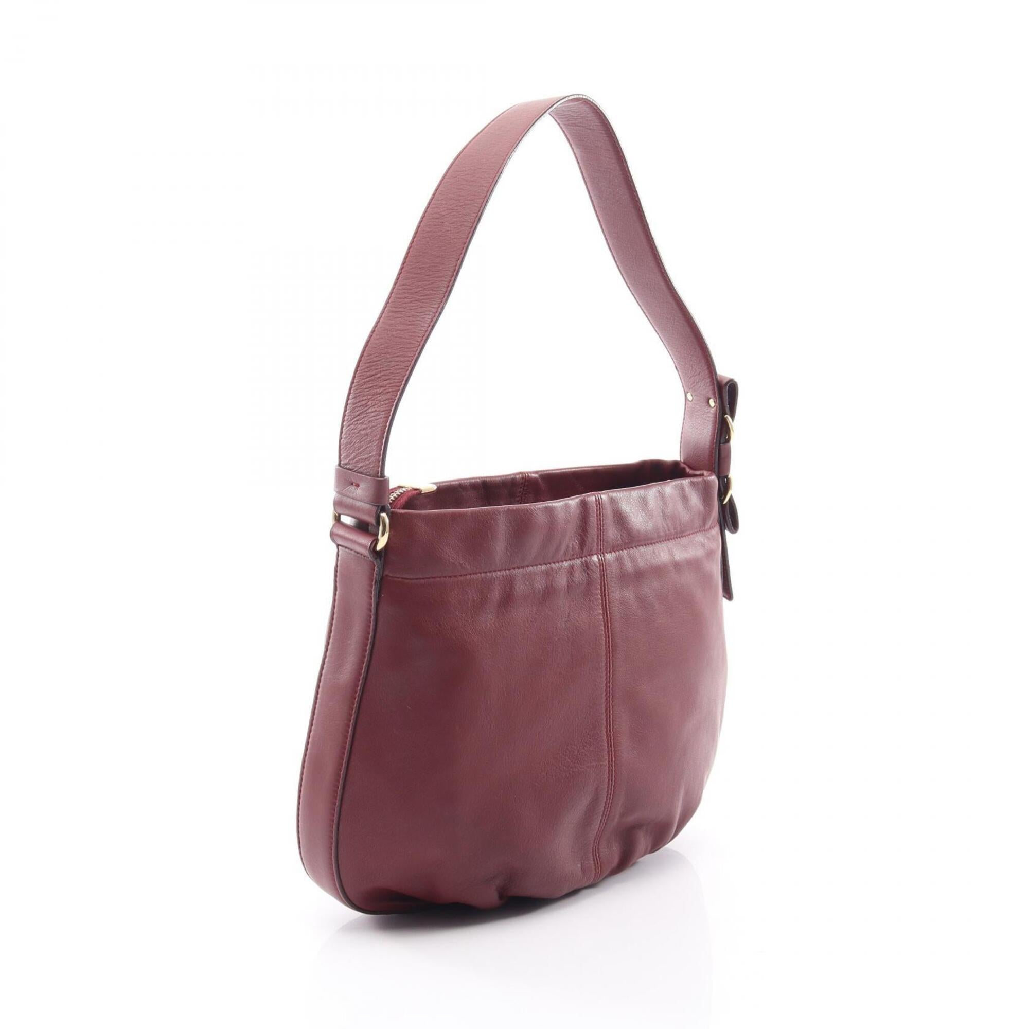 Salvatore Ferragamo Bordeaux Leather Handbag Shoulder Bag (Pre-Owned)