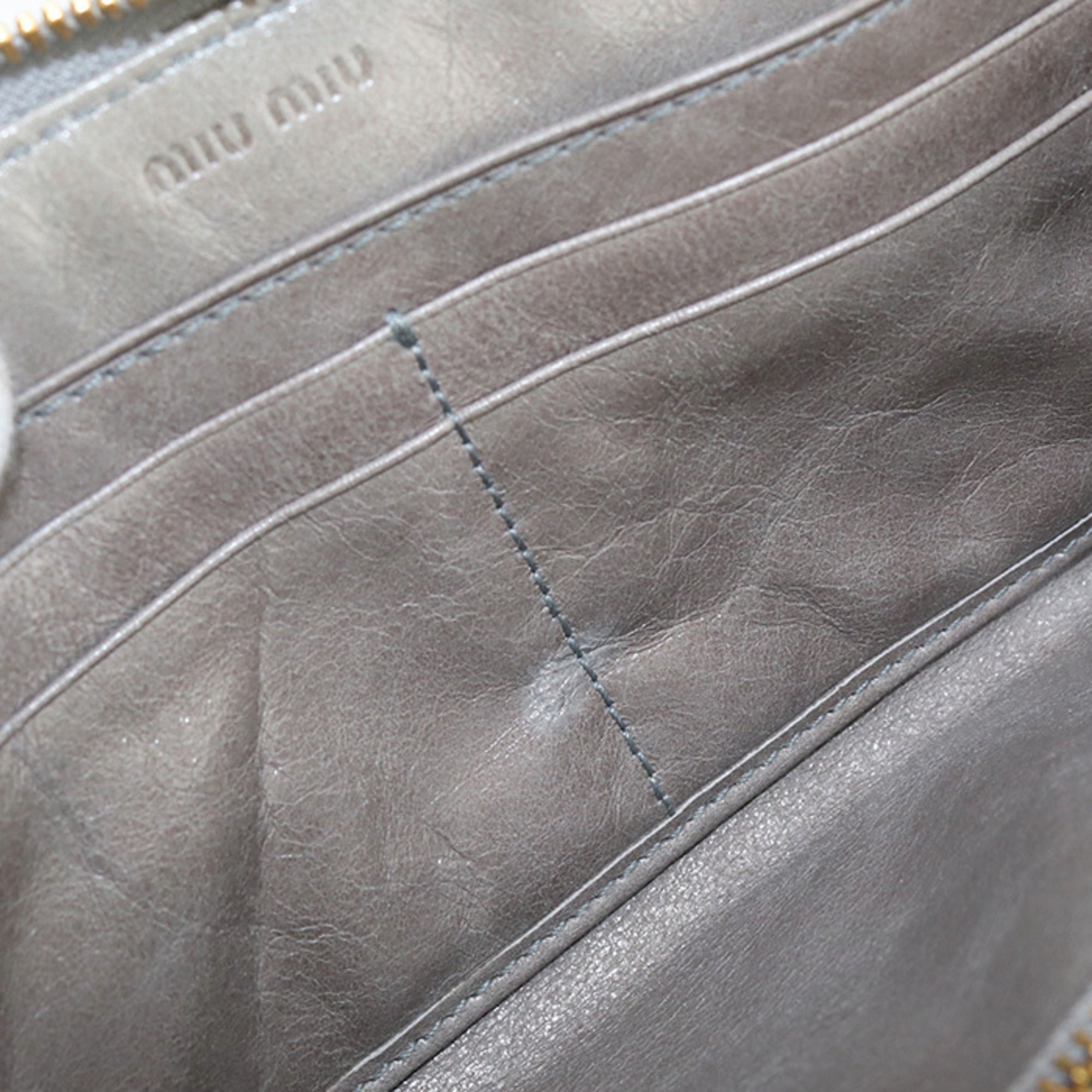 Miu Miu Gray Leather Coin Purse/Coin Case (Pre-Owned)