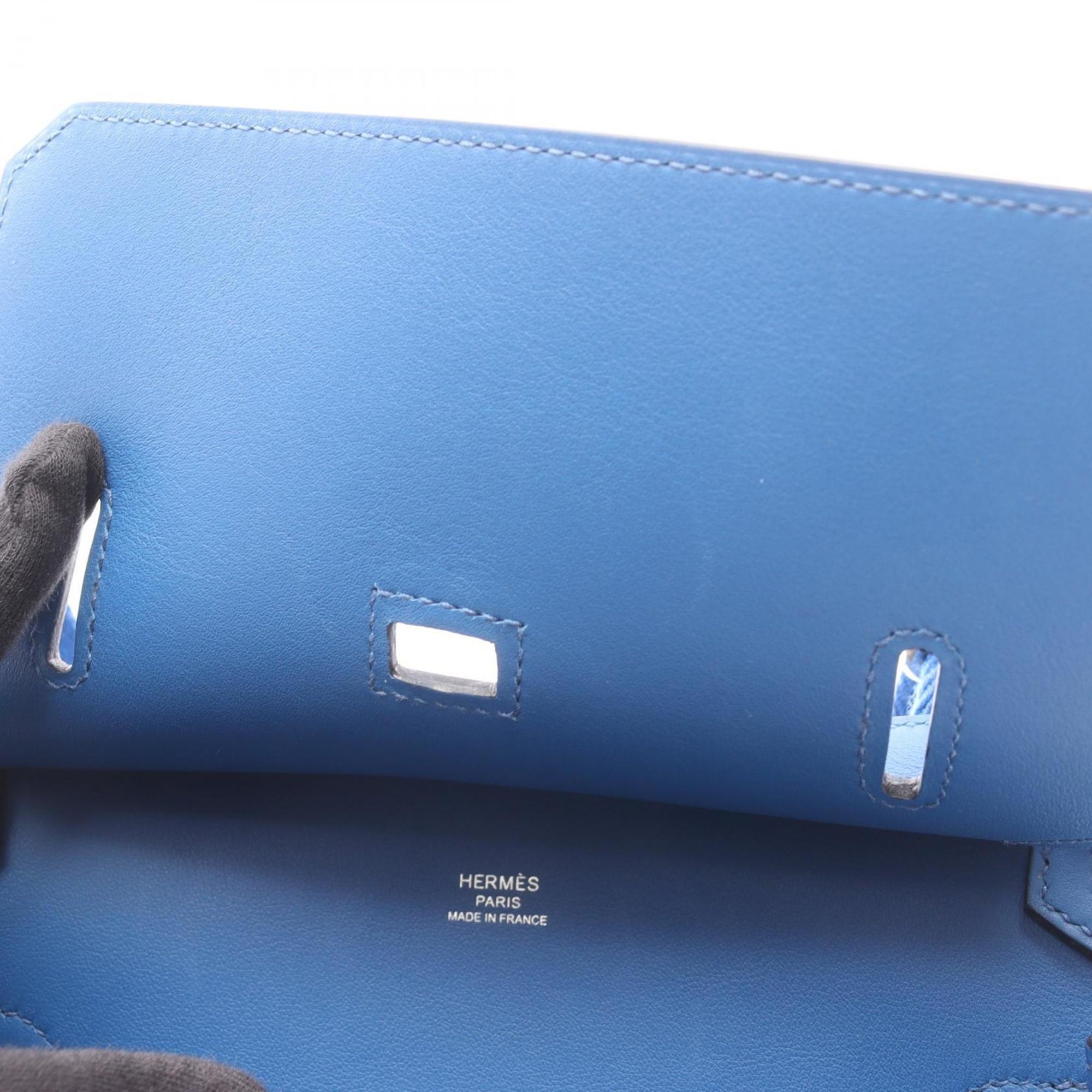 Hermes Blue Swift Leather Handbag Shoulder Bag (Pre-Owned)