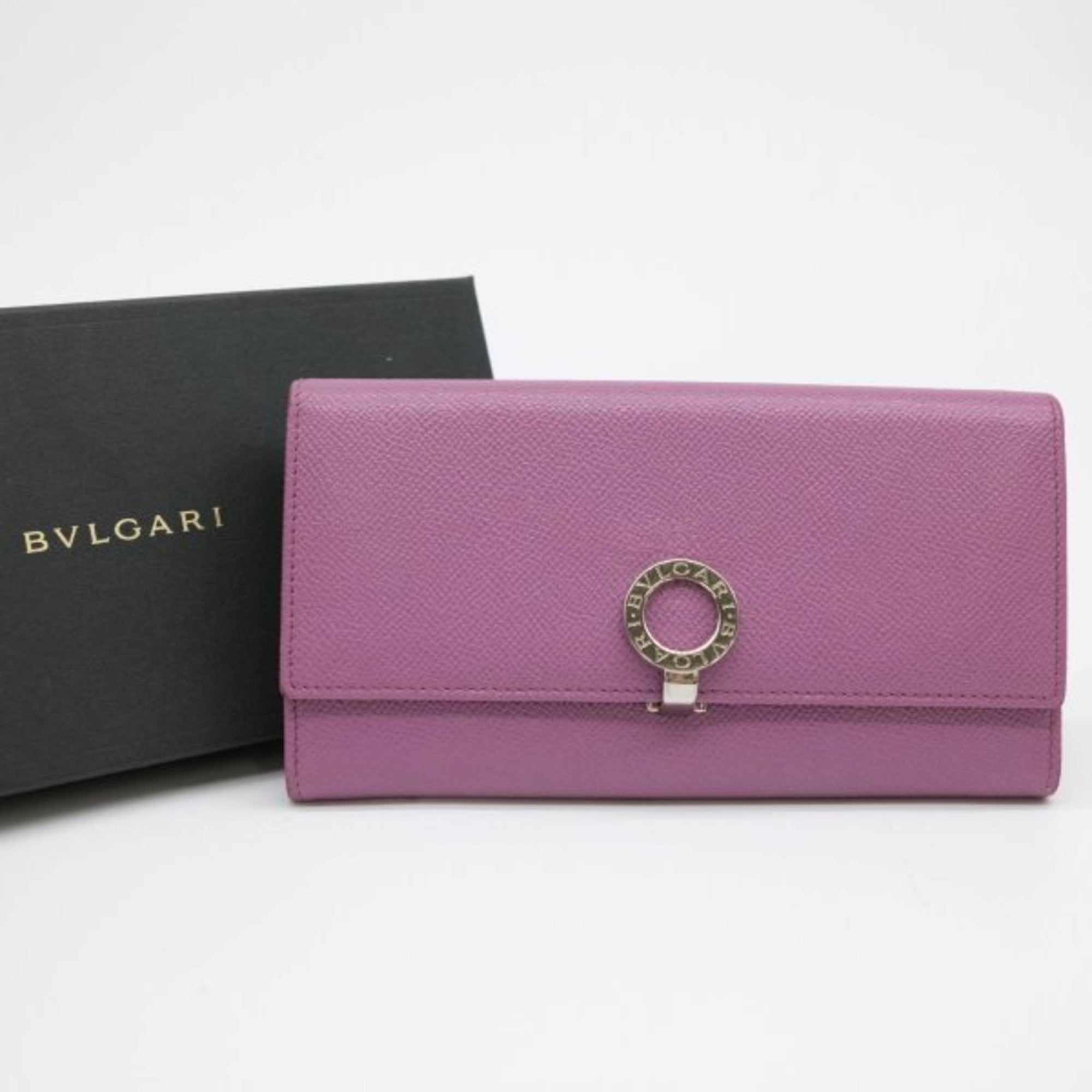 Bvlgari Purple Leather Long Wallet (Bi-Fold) (Pre-Owned)