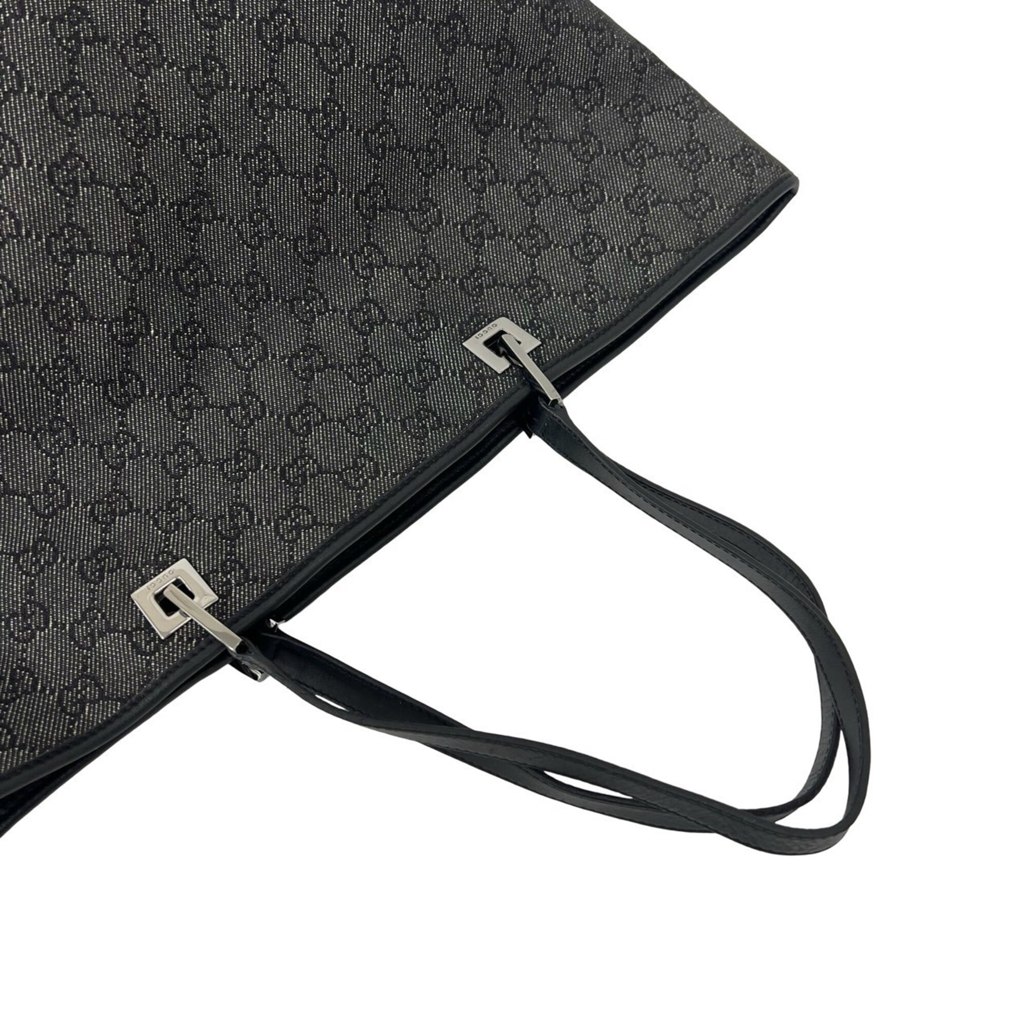 Gucci Black Canvas Leather Tote Bag (Pre-Owned)
